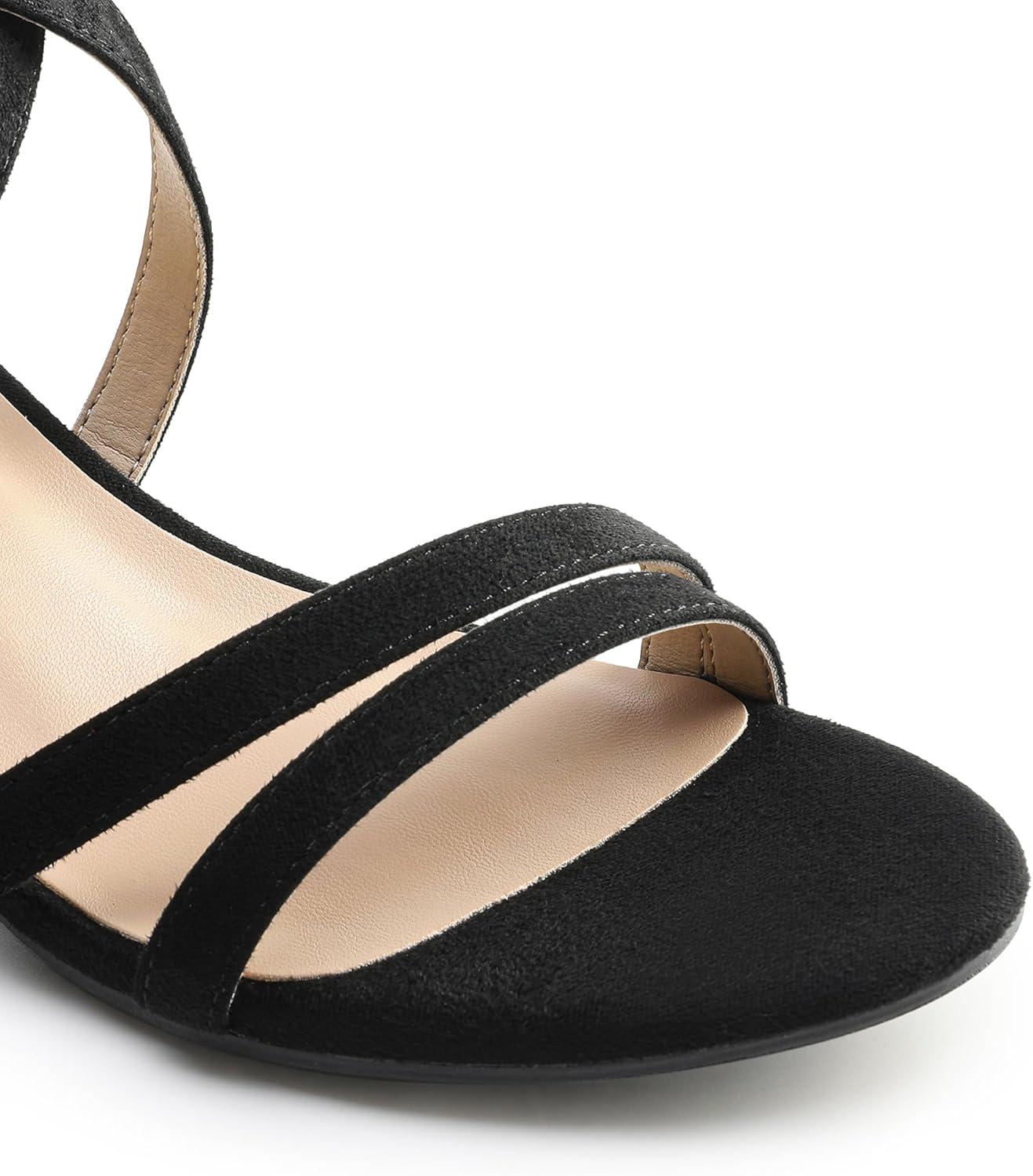 imageDREAM PAIRS Womens Ankle Strap Low Chunky Heels Open Toe Blocked Strappy Sandals Dress Shoes for Wedding Bridal PartyBlack