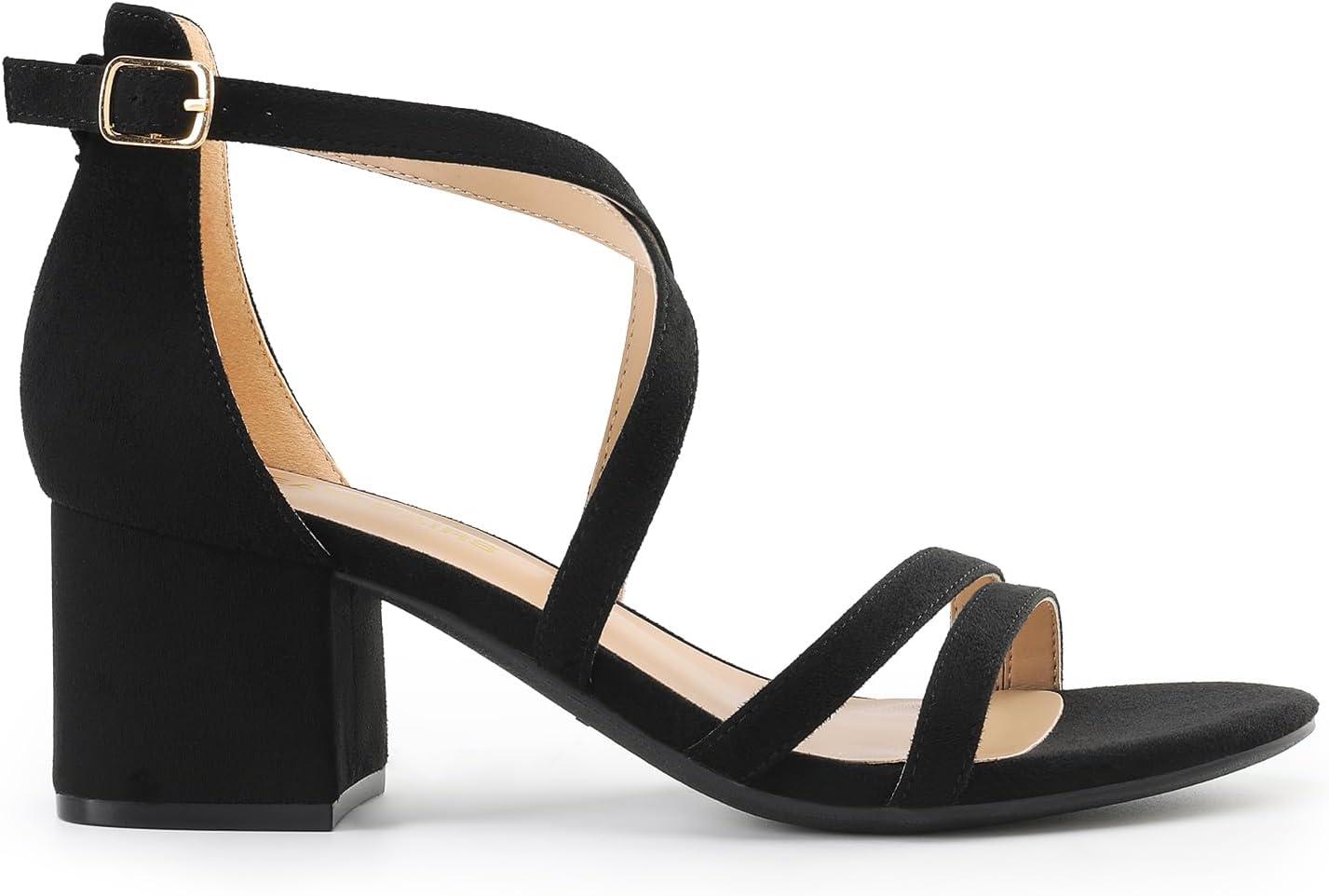 imageDREAM PAIRS Womens Ankle Strap Low Chunky Heels Open Toe Blocked Strappy Sandals Dress Shoes for Wedding Bridal PartyBlack