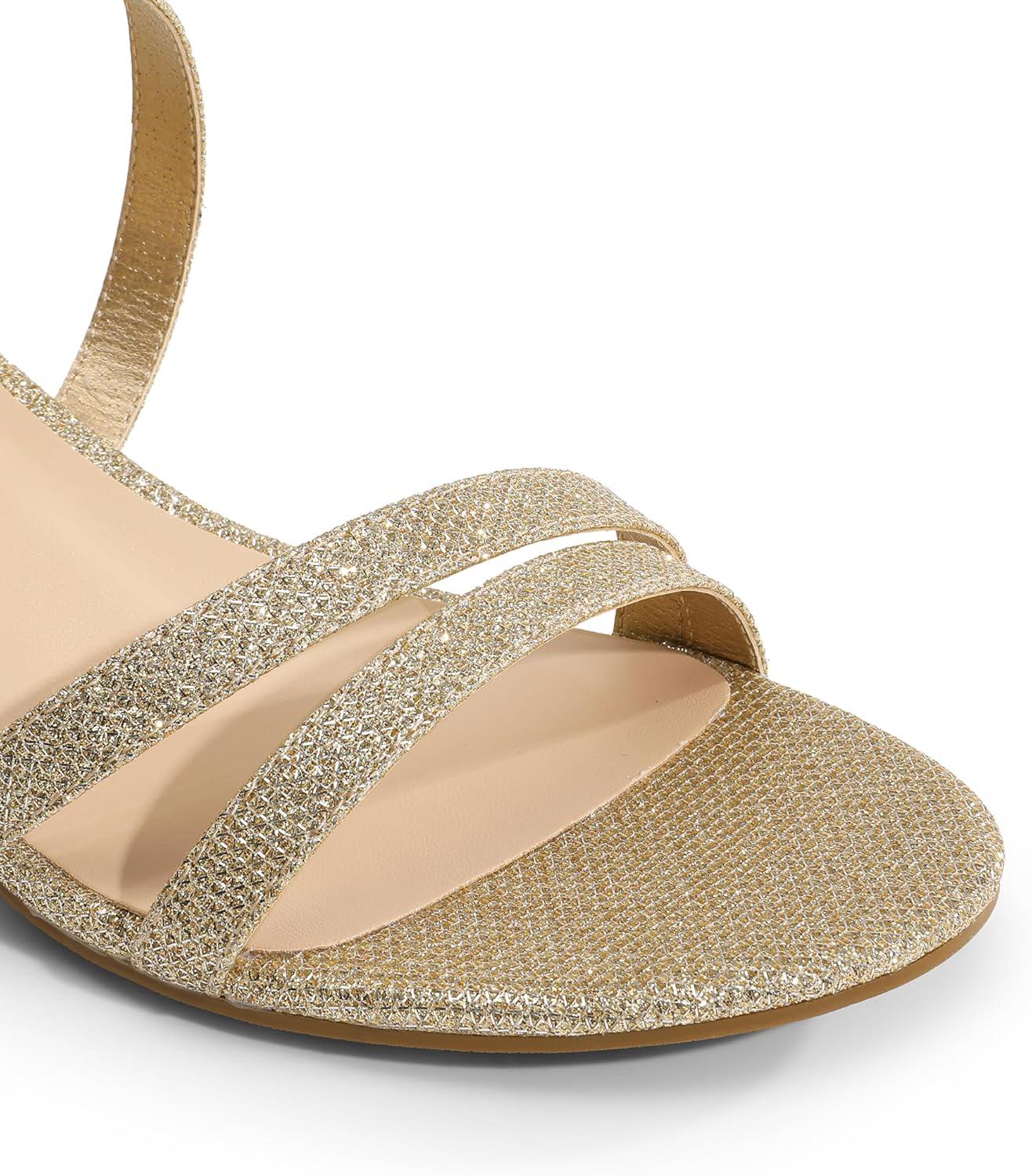 imageDREAM PAIRS Womens Ankle Strap Low Chunky Heels Open Toe Blocked Strappy Sandals Dress Shoes for Wedding Bridal PartyGold