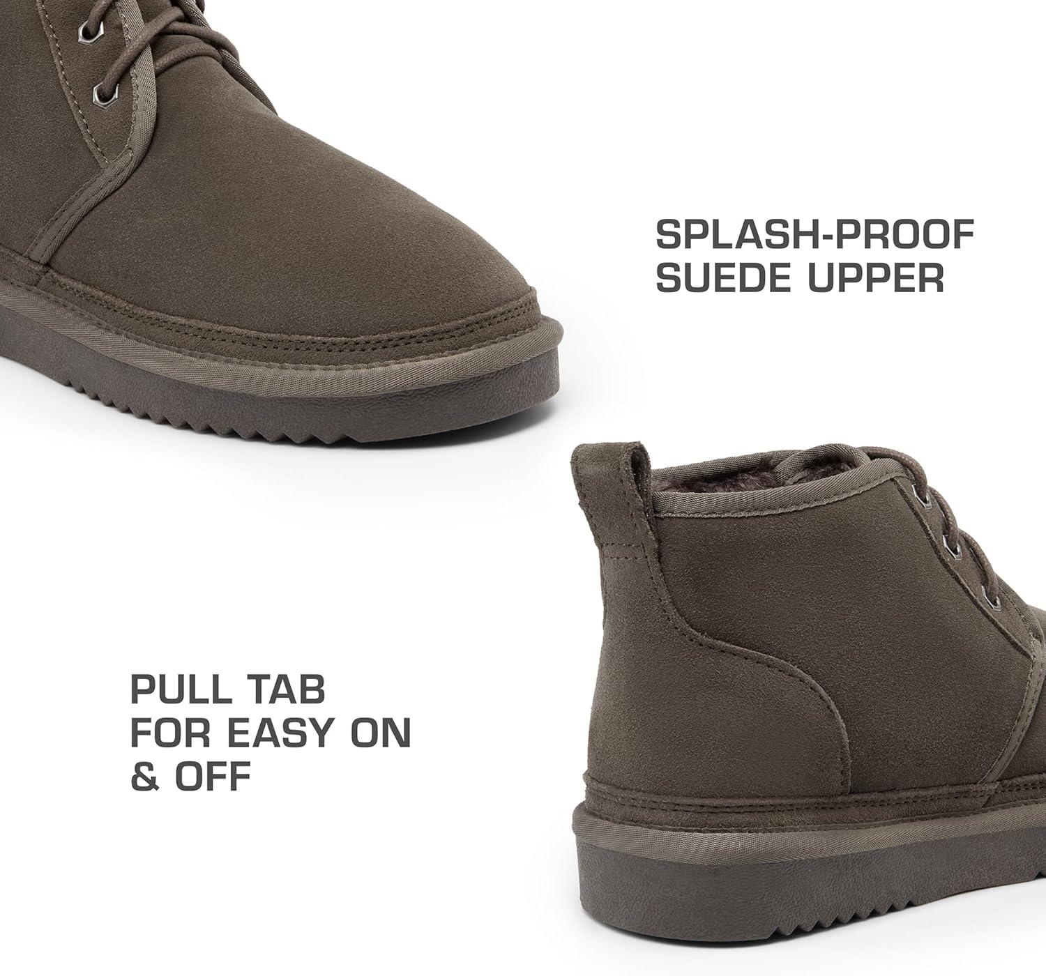 imageDREAM PAIRS Womens Ankle Winter Boots Genuine Suede Leather Faux Fur Lace Up Snow Warm Comfort Cozy Short Booties FuzzyGo Womens CozyTaupe