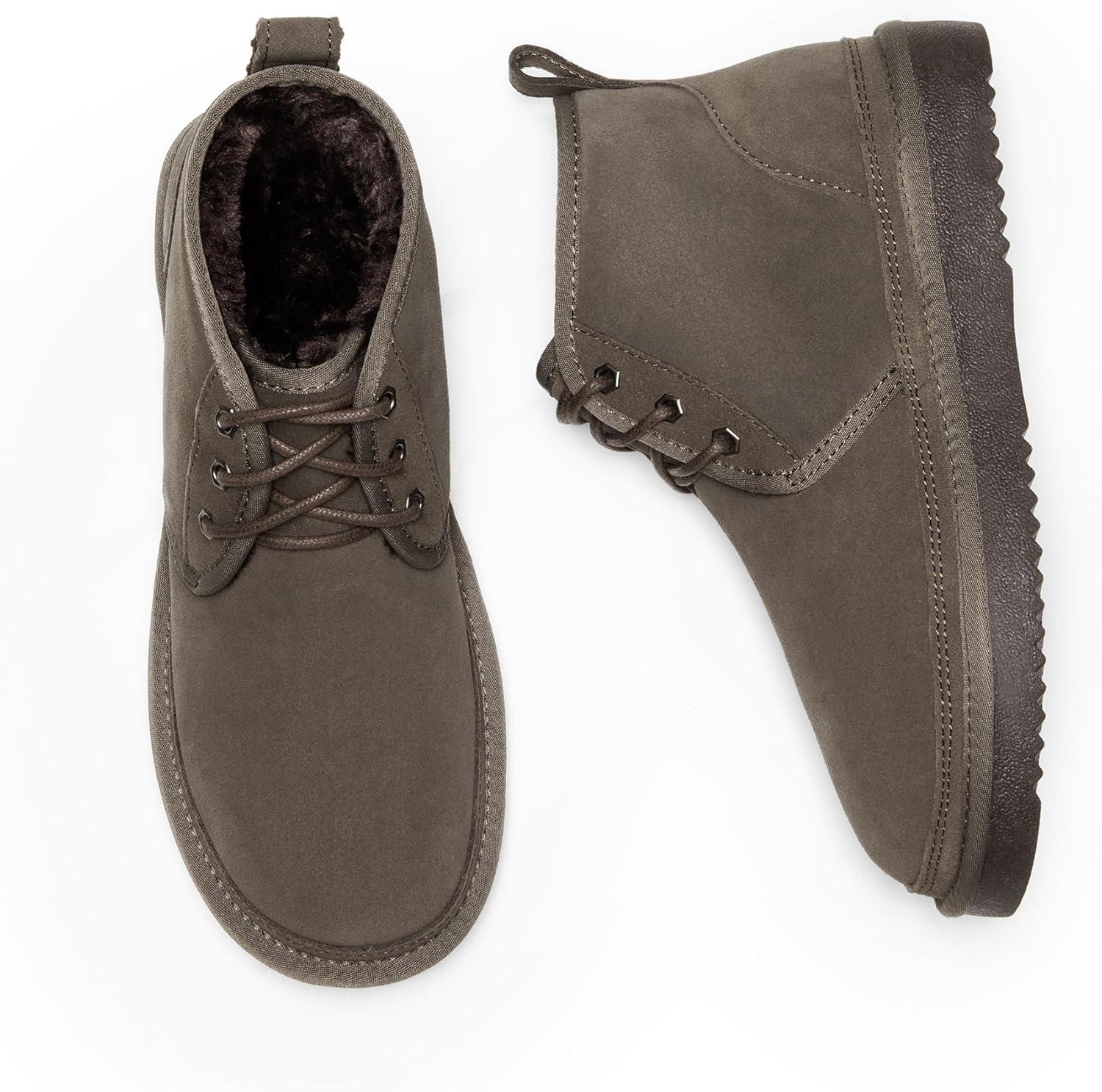 imageDREAM PAIRS Womens Ankle Winter Boots Genuine Suede Leather Faux Fur Lace Up Snow Warm Comfort Cozy Short Booties FuzzyGo Womens CozyTaupe