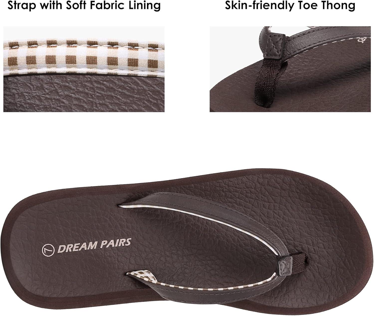imageDREAM PAIRS Womens Arch Support Flip Flops Comfortable Soft Cushion Thong Sandals for Summer Beach Daily Casual WearBrown