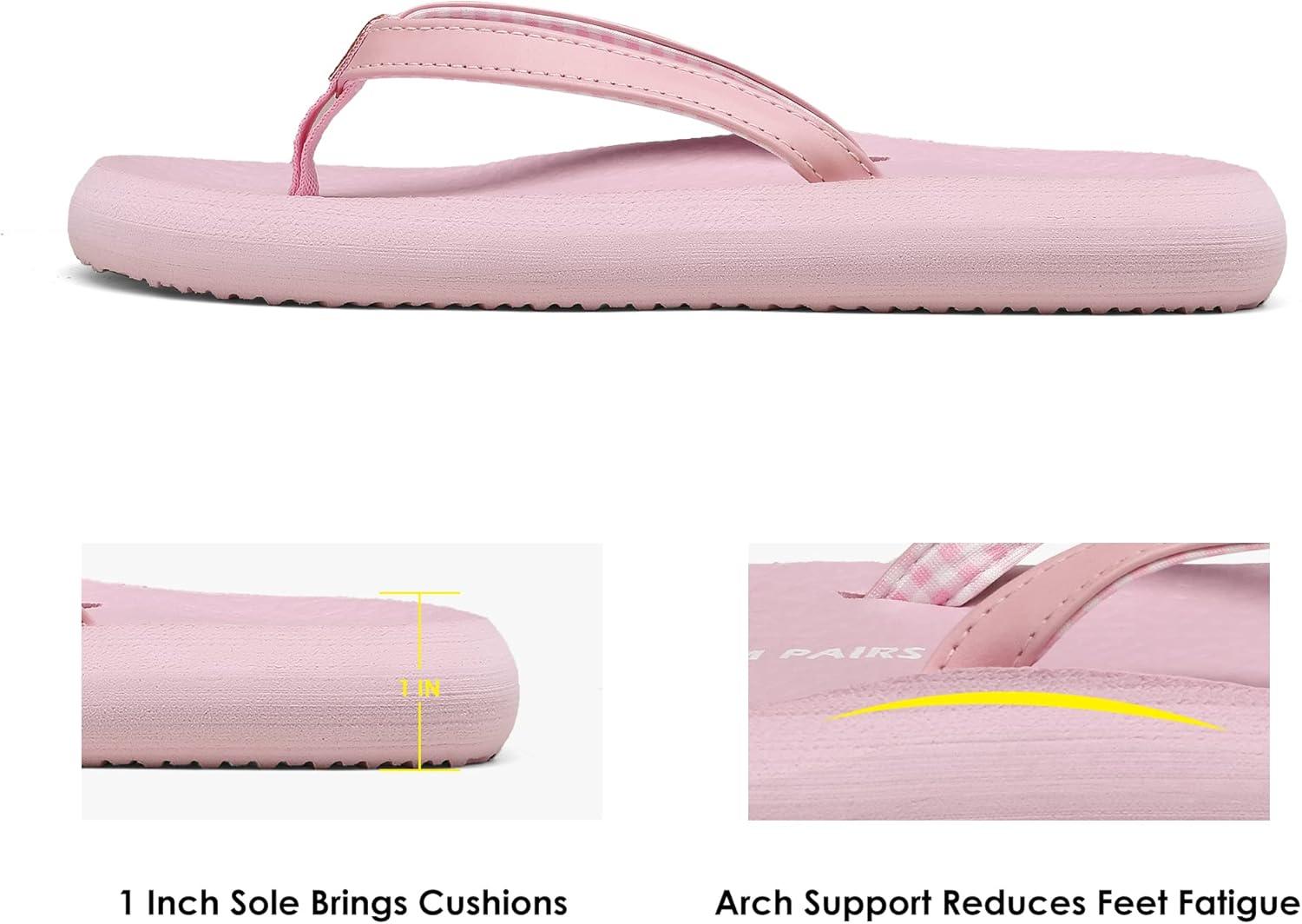 imageDREAM PAIRS Womens Arch Support Flip Flops Comfortable Soft Cushion Thong Sandals for Summer Beach Daily Casual WearPink