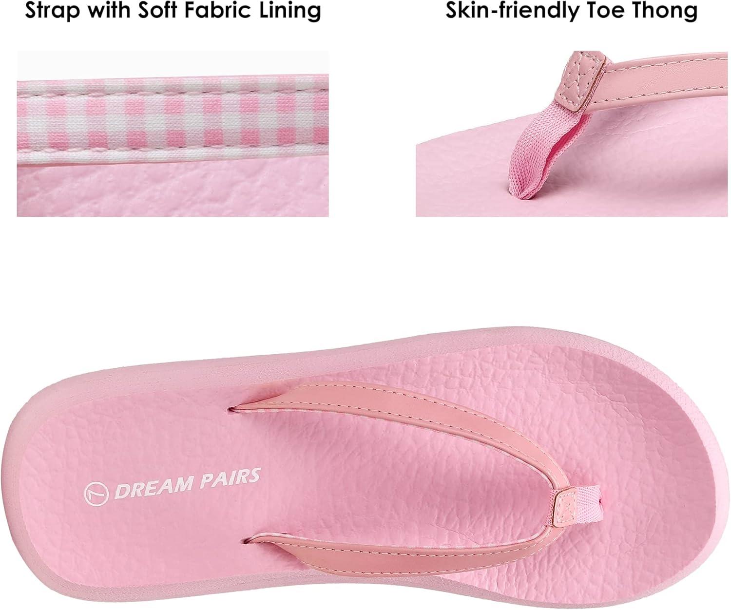 imageDREAM PAIRS Womens Arch Support Flip Flops Comfortable Soft Cushion Thong Sandals for Summer Beach Daily Casual WearPink