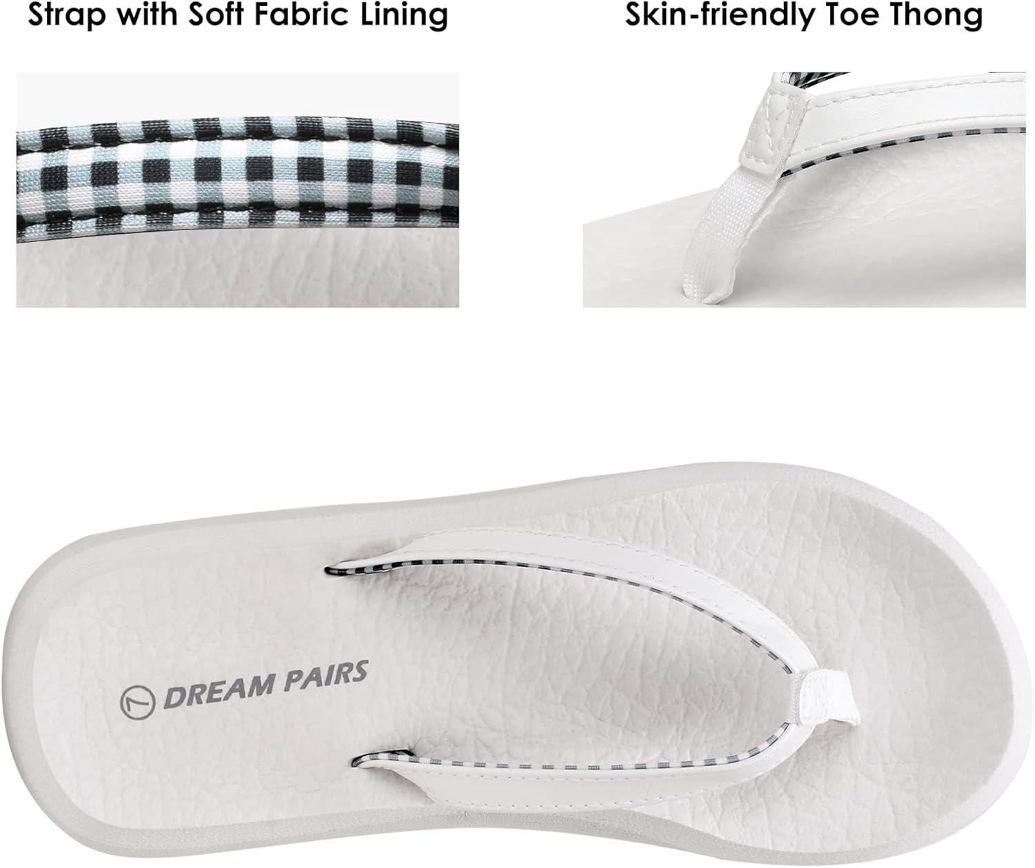 imageDREAM PAIRS Womens Arch Support Flip Flops Comfortable Soft Cushion Thong Sandals for Summer Beach Daily Casual WearWhite