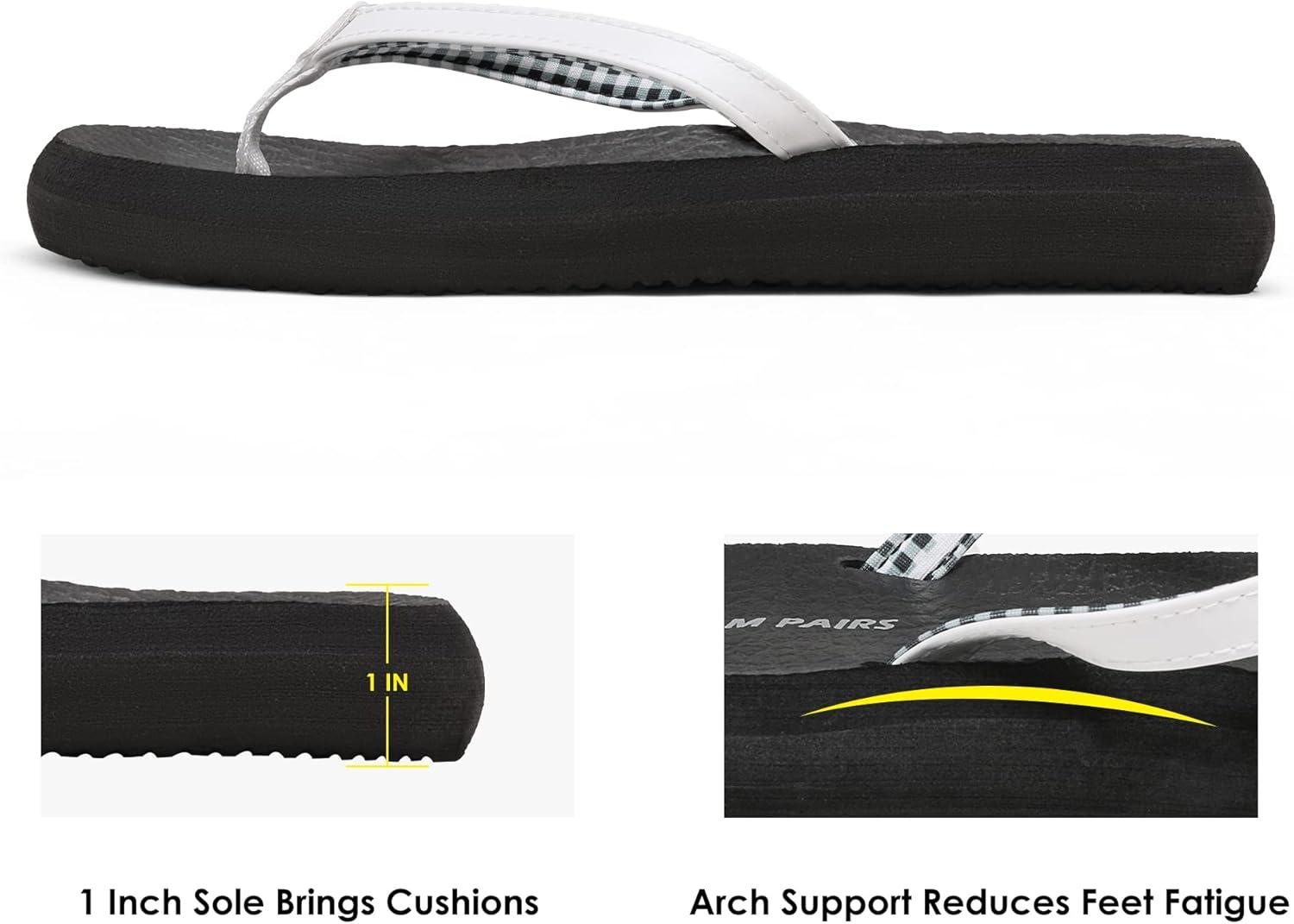 imageDREAM PAIRS Womens Arch Support Flip Flops Comfortable Soft Cushion Thong Sandals for Summer Beach Daily Casual WearWhiteBlack