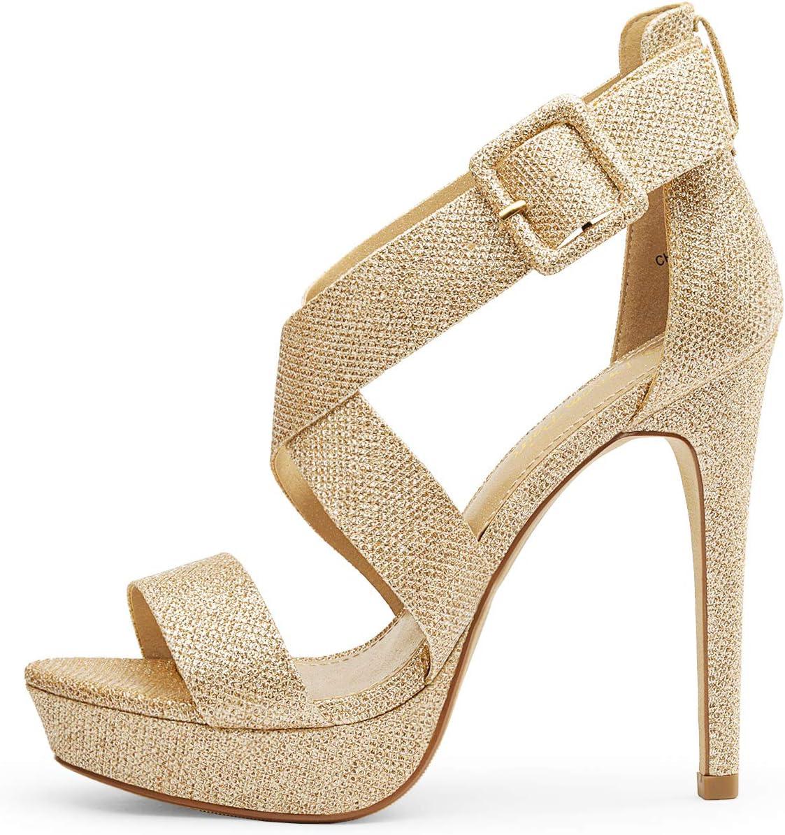 imageDREAM PAIRS Womens Baby Blue Suede Cross Strap Open Toe High Stilettos Party Pump Platform Heel Sandal CGoldGlitter 8 Charlotte