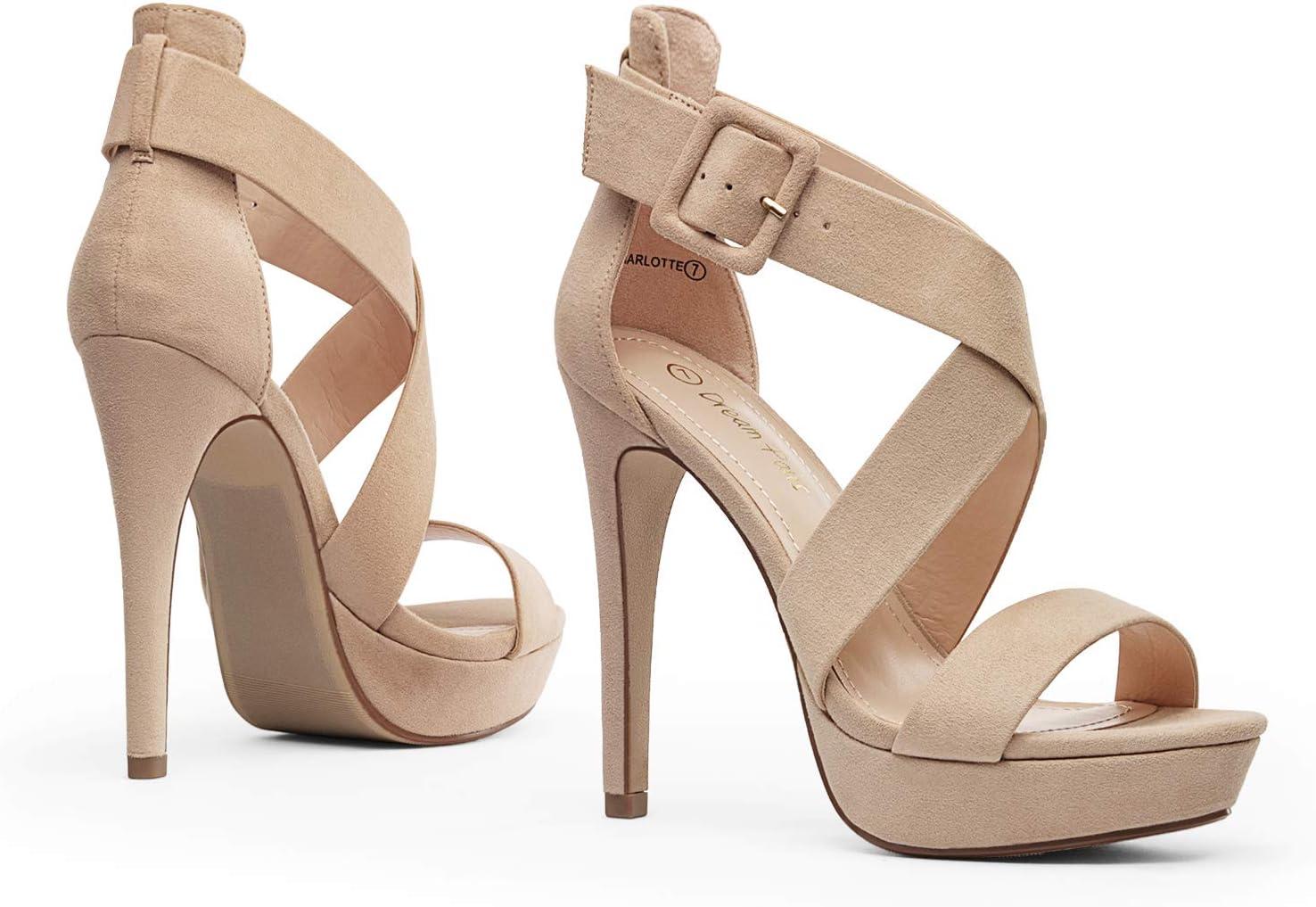 imageDREAM PAIRS Womens Baby Blue Suede Cross Strap Open Toe High Stilettos Party Pump Platform Heel Sandal CNudeSuede 85 Charlotte