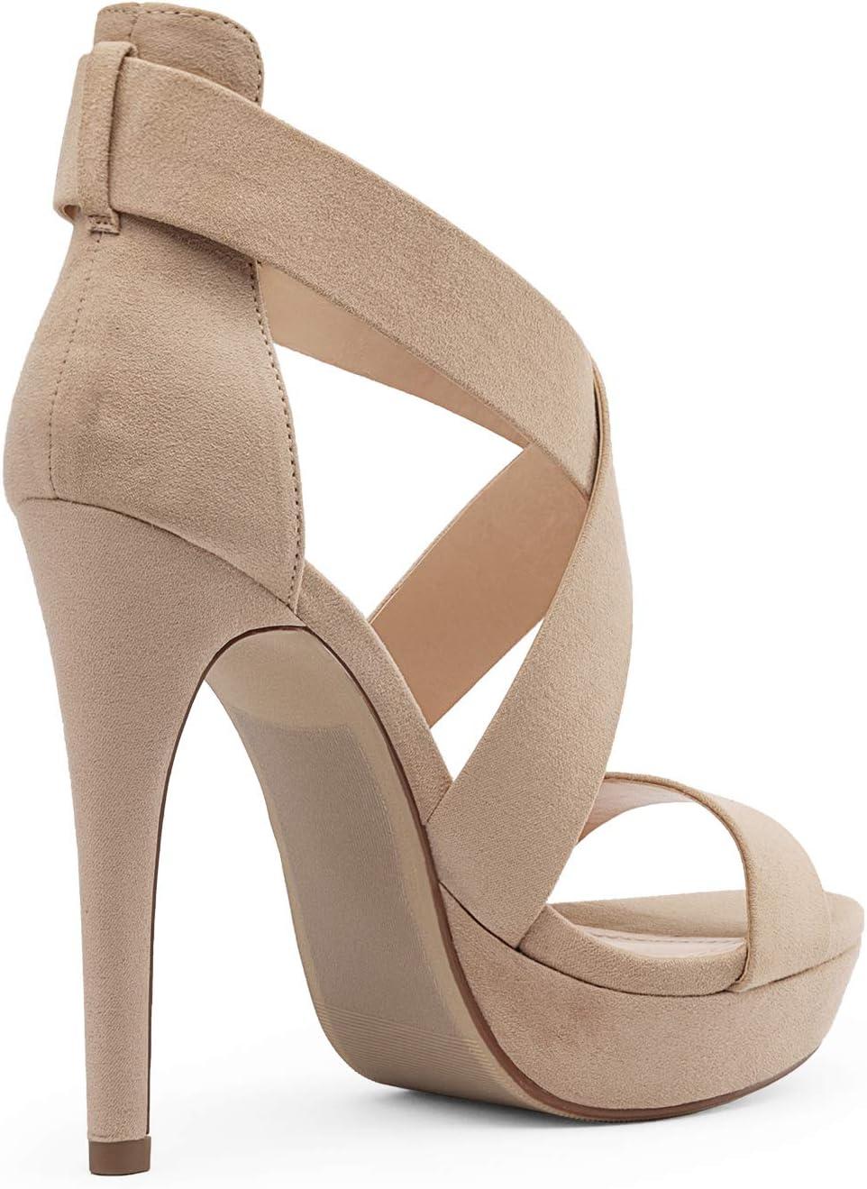 imageDREAM PAIRS Womens Baby Blue Suede Cross Strap Open Toe High Stilettos Party Pump Platform Heel Sandal CNudeSuede 85 Charlotte