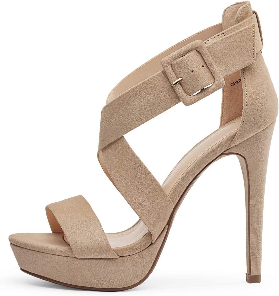 imageDREAM PAIRS Womens Baby Blue Suede Cross Strap Open Toe High Stilettos Party Pump Platform Heel Sandal CNudeSuede 85 Charlotte