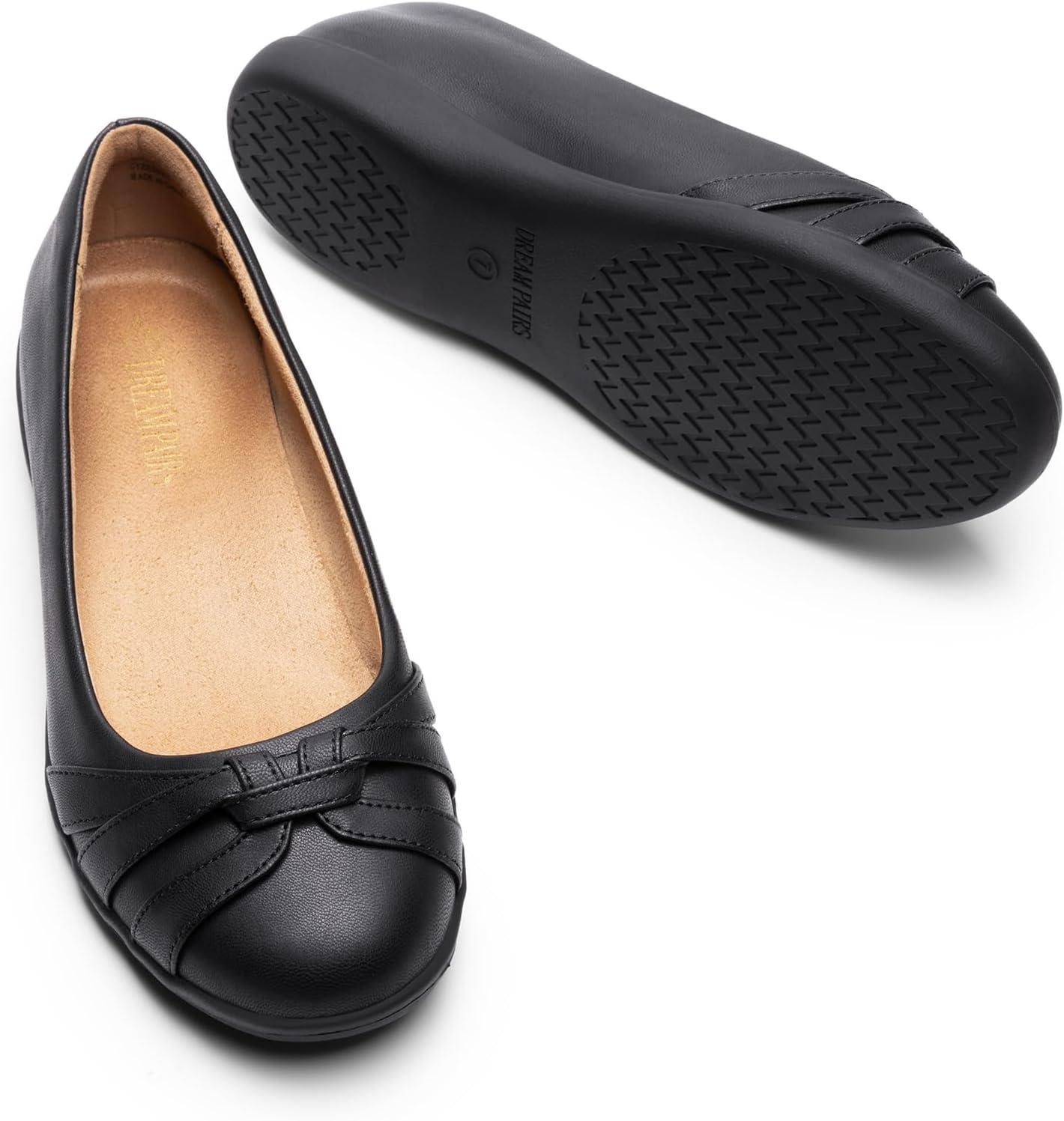 imageDREAM PAIRS Womens Ballet Flats Comfortable Round Toe Slip on Dressy Work Office Shoes with Arch SupportBlack