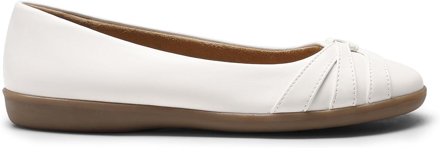 imageDREAM PAIRS Womens Ballet Flats Comfortable Round Toe Slip on Dressy Work Office Shoes with Arch SupportWhite