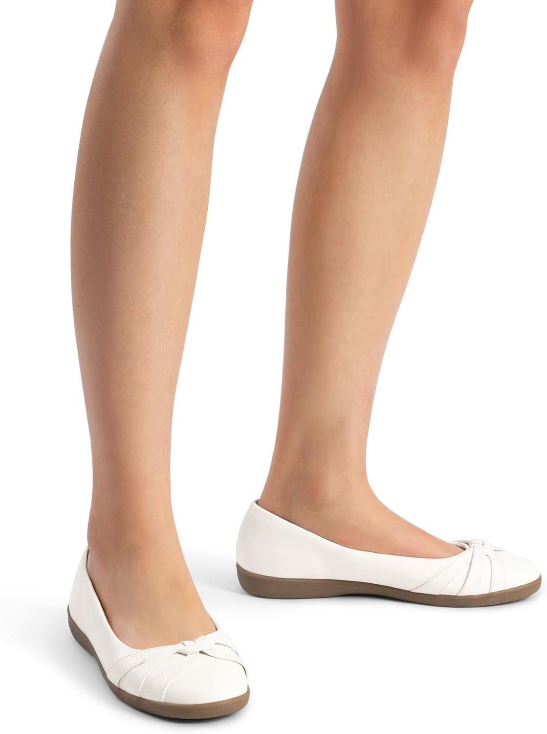 imageDREAM PAIRS Womens Ballet Flats Comfortable Round Toe Slip on Dressy Work Office Shoes with Arch SupportWhite