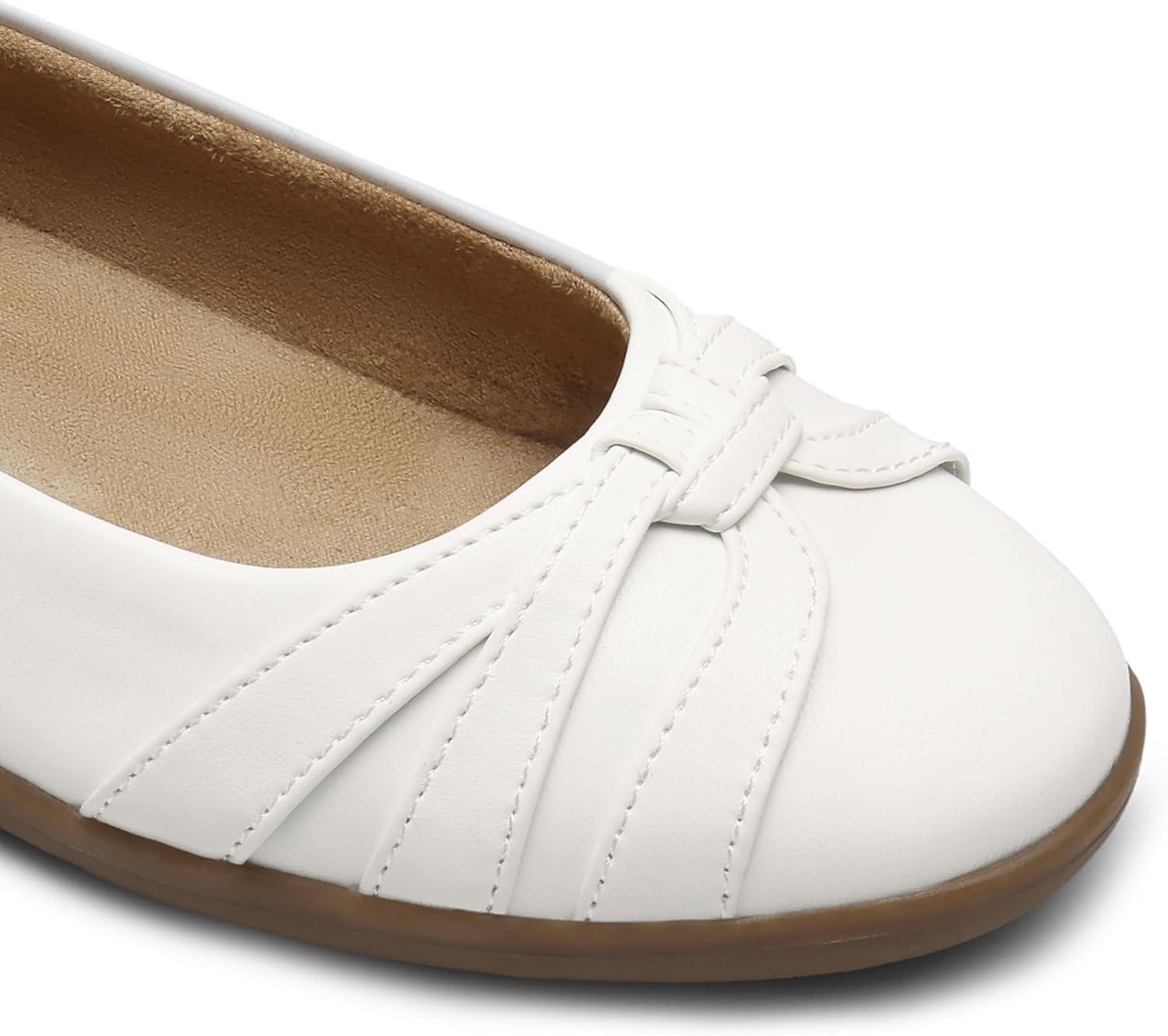 imageDREAM PAIRS Womens Ballet Flats Comfortable Round Toe Slip on Dressy Work Office Shoes with Arch SupportWhite