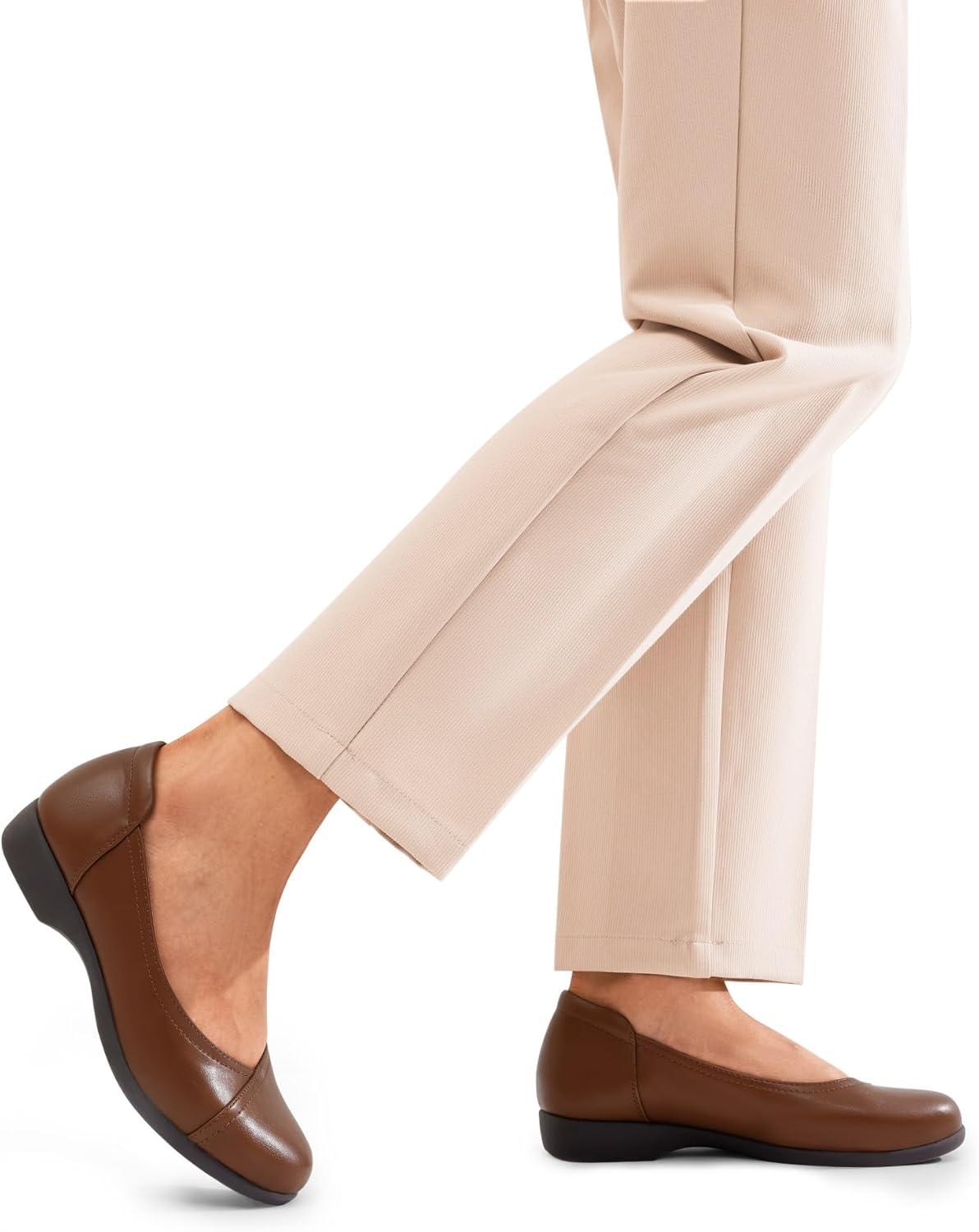 imageDREAM PAIRS Womens Ballet Flats Comfortable Slip On Business Office Dress Shoes for Women Dressy and Work with 3D Molded InsoleBrown