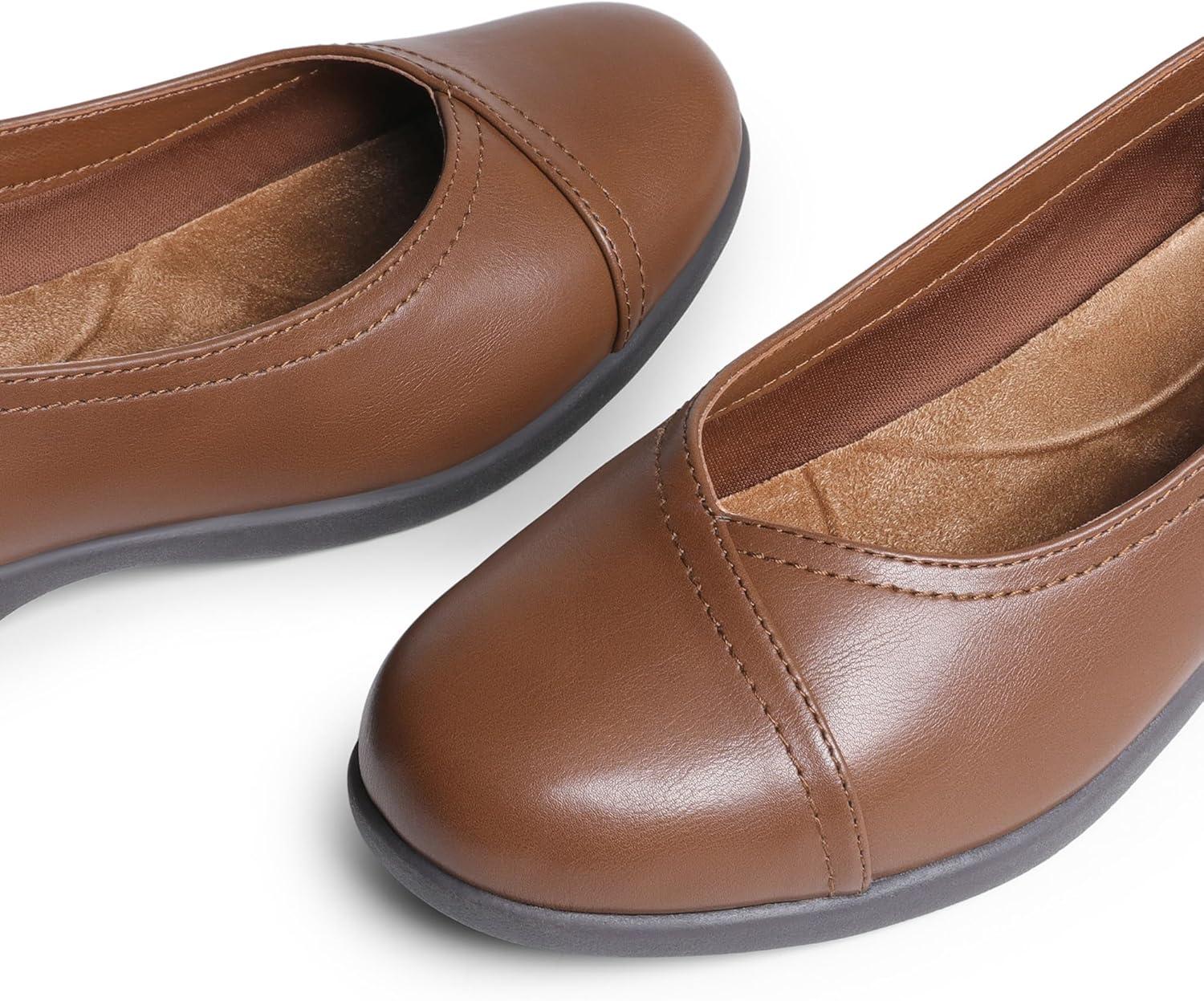 imageDREAM PAIRS Womens Ballet Flats Comfortable Slip On Business Office Dress Shoes for Women Dressy and Work with 3D Molded InsoleBrown