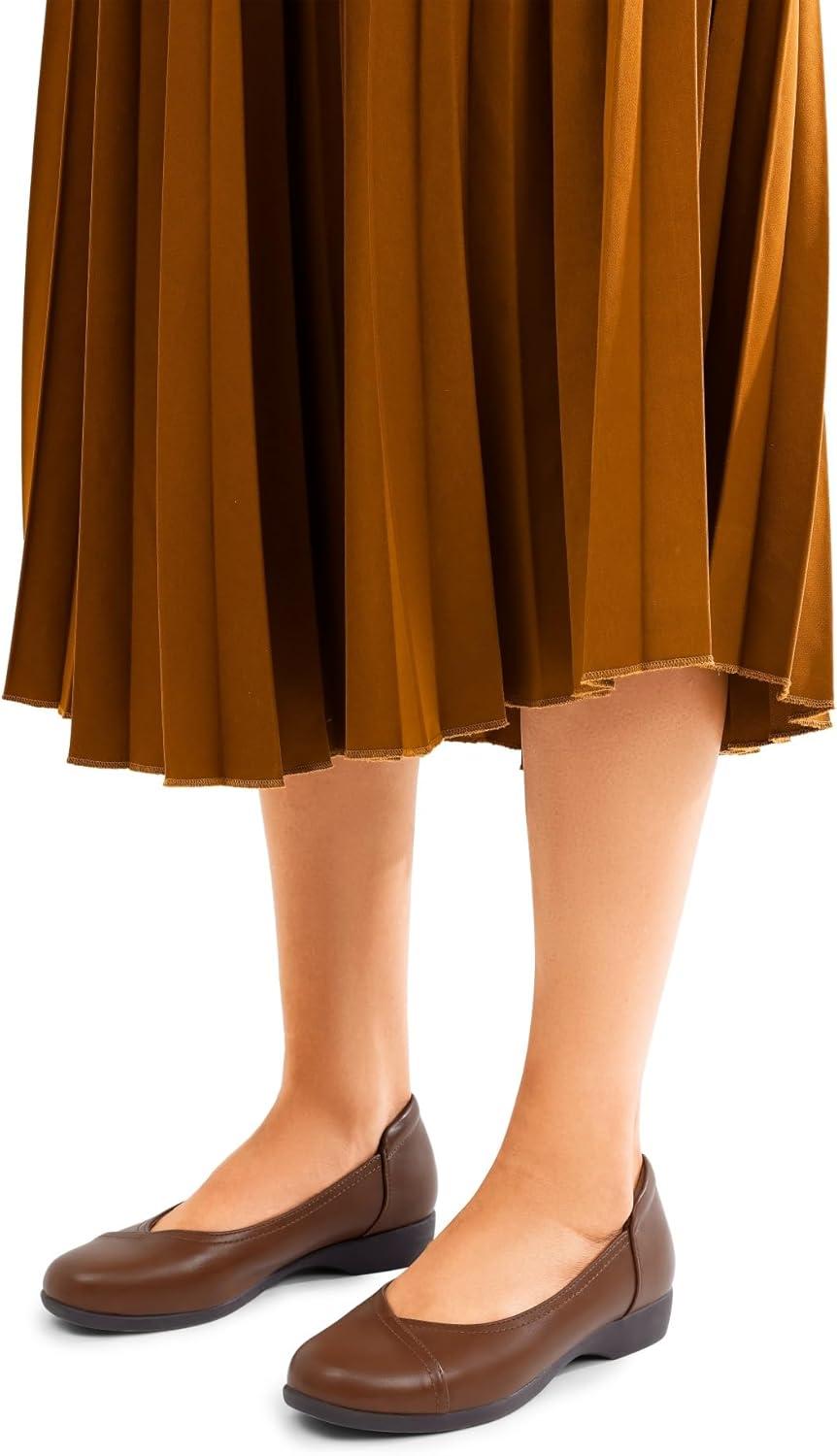 imageDREAM PAIRS Womens Ballet Flats Comfortable Slip On Business Office Dress Shoes for Women Dressy and Work with 3D Molded InsoleBrown
