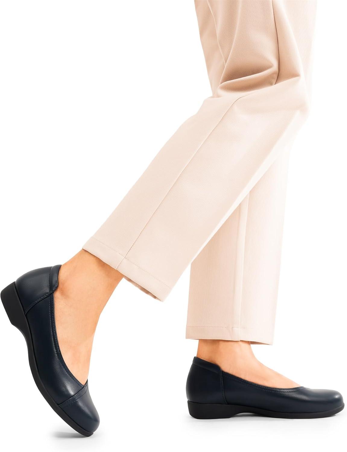 imageDREAM PAIRS Womens Ballet Flats Comfortable Slip On Business Office Dress Shoes for Women Dressy and Work with 3D Molded InsoleNavy