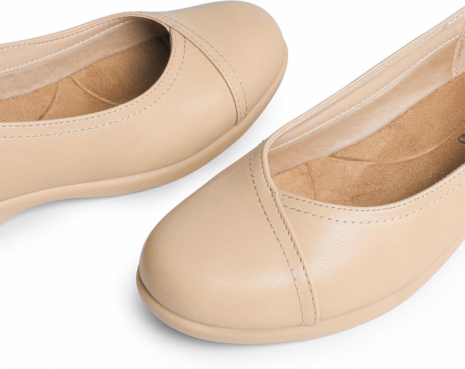 imageDREAM PAIRS Womens Ballet Flats Comfortable Slip On Business Office Dress Shoes for Women Dressy and Work with 3D Molded InsoleNude