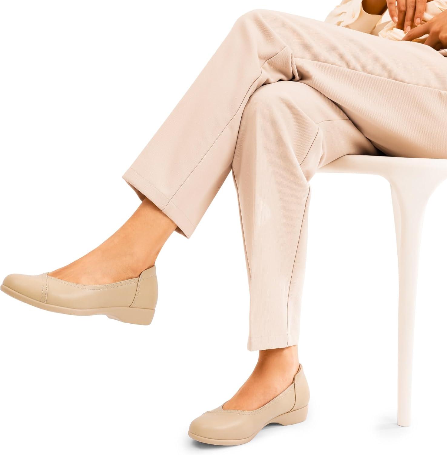 imageDREAM PAIRS Womens Ballet Flats Comfortable Slip On Business Office Dress Shoes for Women Dressy and Work with 3D Molded InsoleNude