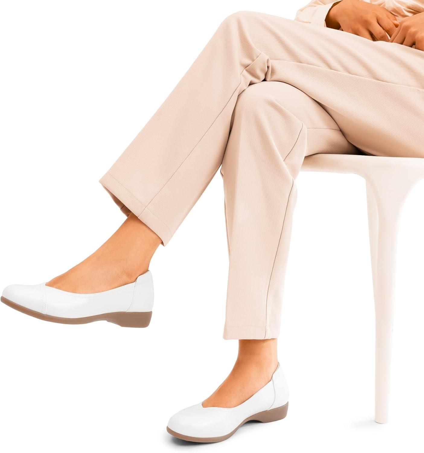 imageDREAM PAIRS Womens Ballet Flats Comfortable Slip On Business Office Dress Shoes for Women Dressy and Work with 3D Molded InsoleWhite