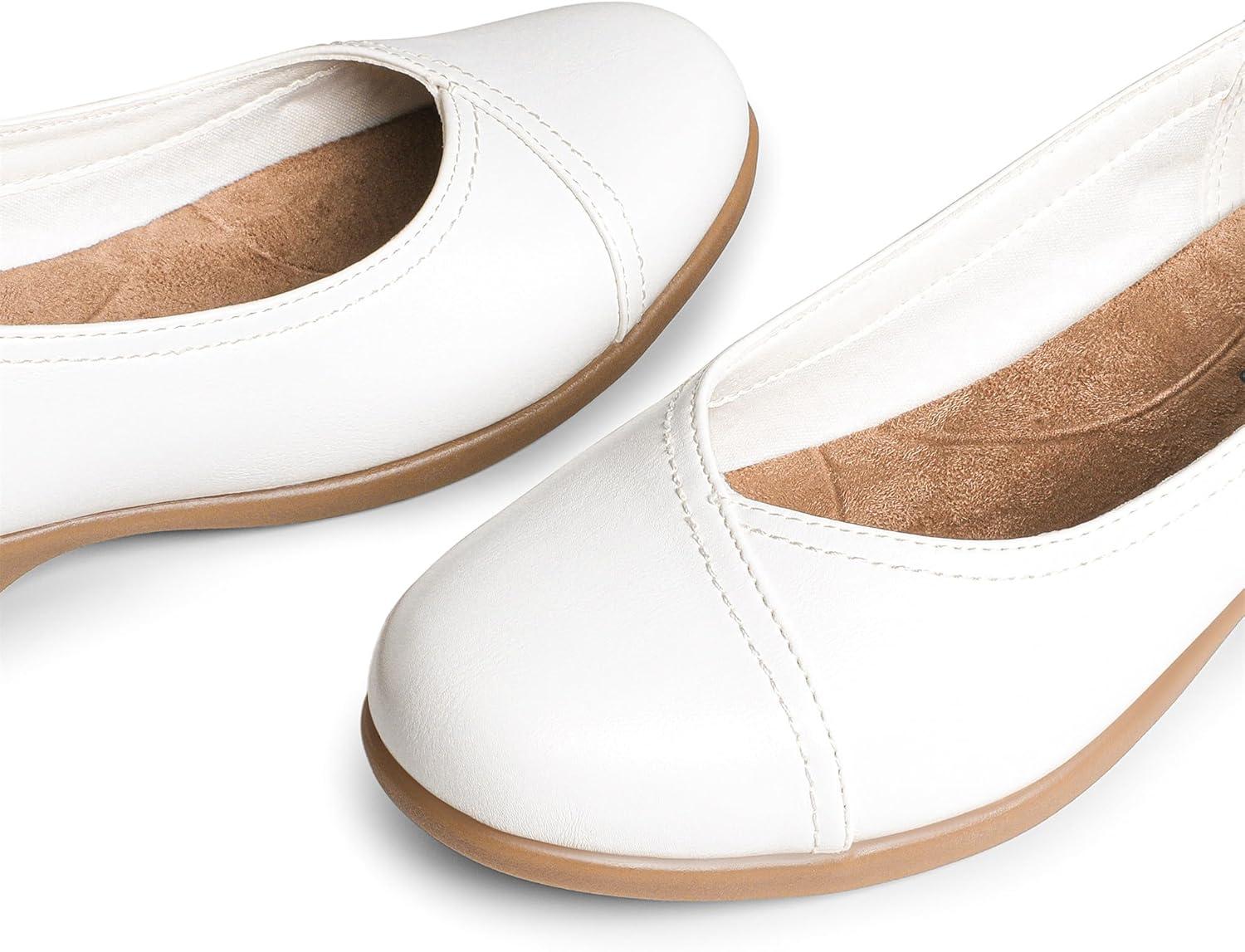 imageDREAM PAIRS Womens Ballet Flats Comfortable Slip On Business Office Dress Shoes for Women Dressy and Work with 3D Molded InsoleWhite