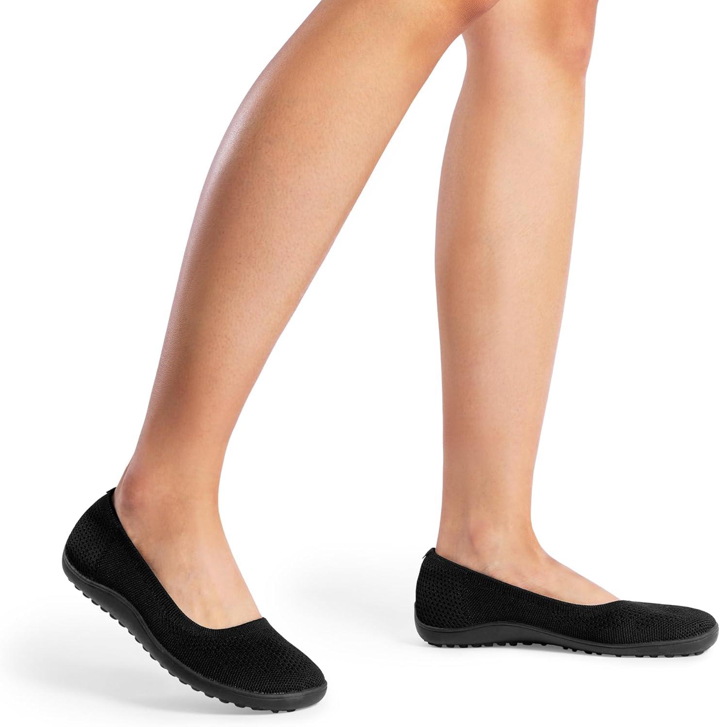 imageDREAM PAIRS Womens Ballet Flats Wide Toe Box Knit Flats for Women with Arch Support Comfortable Slip On Dressy Travel Work Business Office Shoes for WomenBlack