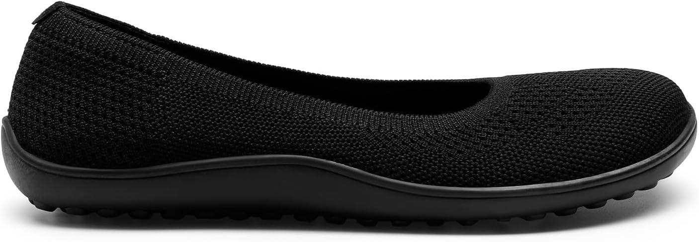 imageDREAM PAIRS Womens Ballet Flats Wide Toe Box Knit Flats for Women with Arch Support Comfortable Slip On Dressy Travel Work Business Office Shoes for WomenBlack