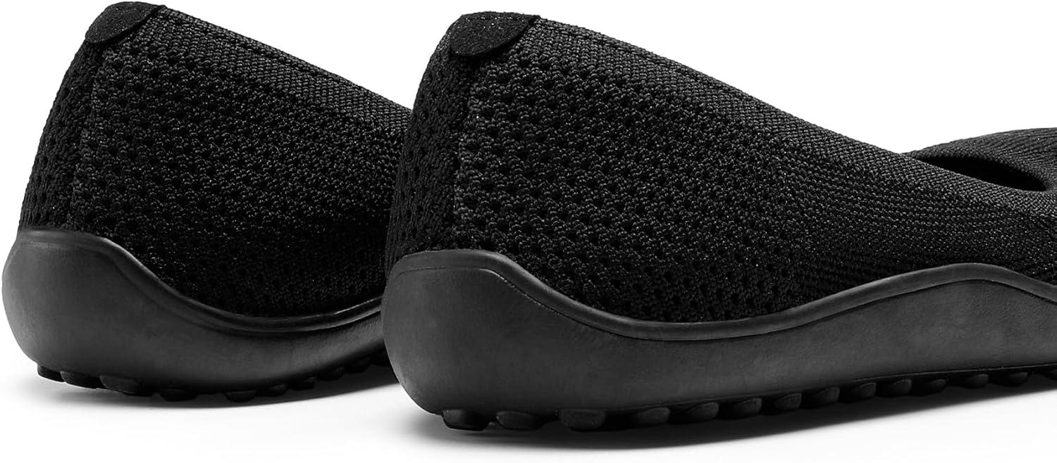 imageDREAM PAIRS Womens Ballet Flats Wide Toe Box Knit Flats for Women with Arch Support Comfortable Slip On Dressy Travel Work Business Office Shoes for WomenBlack