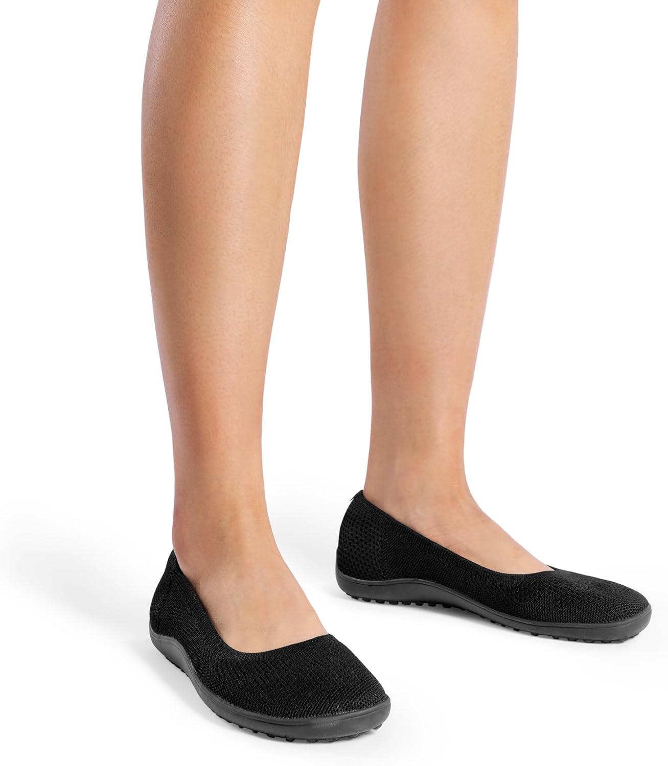 imageDREAM PAIRS Womens Ballet Flats Wide Toe Box Knit Flats for Women with Arch Support Comfortable Slip On Dressy Travel Work Business Office Shoes for WomenBlack