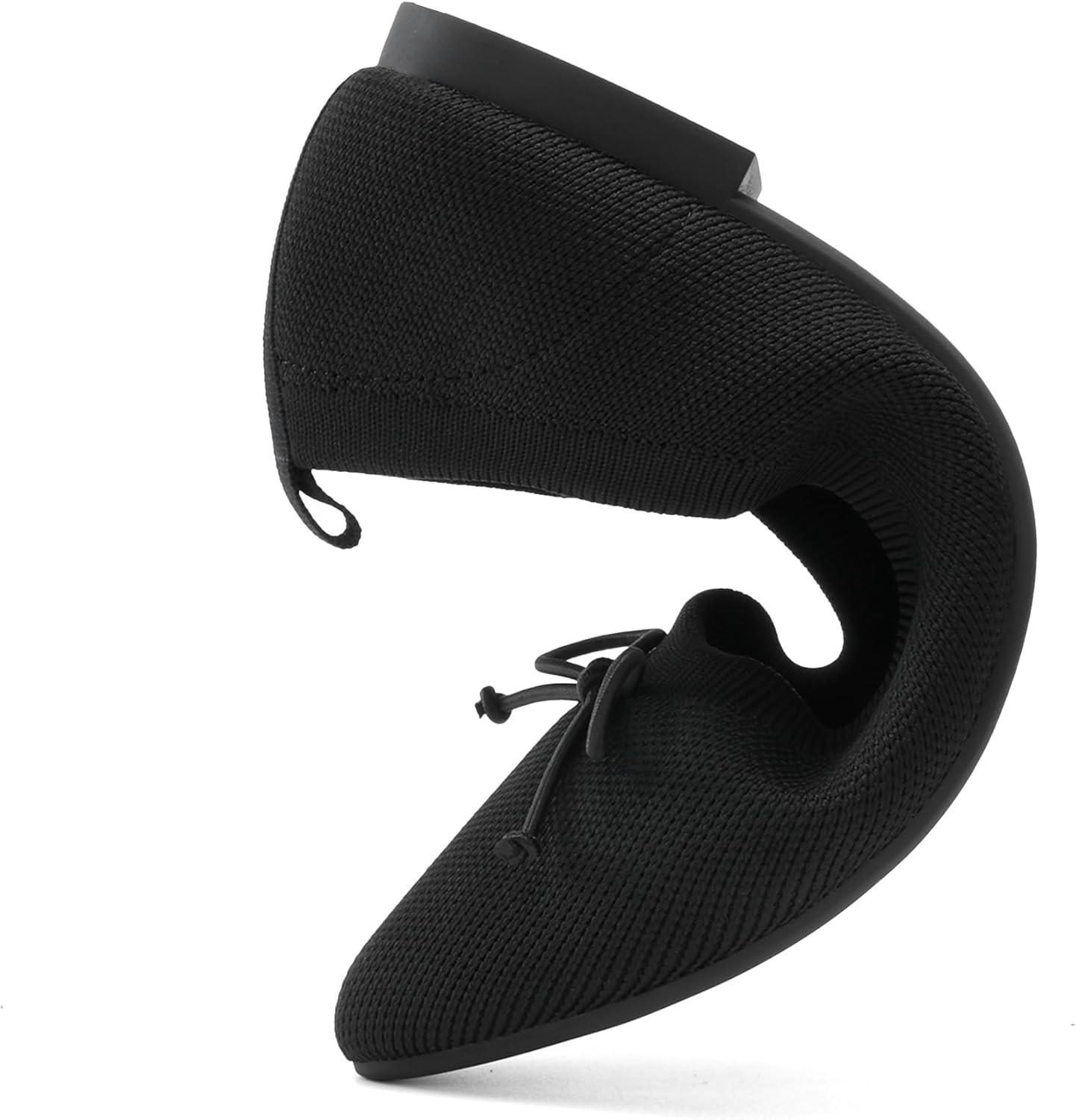 imageDREAM PAIRS Womens Ballet Knit Flats Foldable Pointed Toe Comfortable Dressy Flat Shoes with BowKnot Casual Business Work OfficeBlack