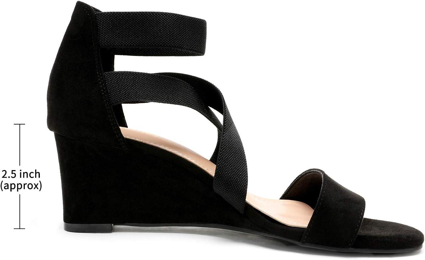 imageDREAM PAIRS Womens Black Open Toe Strappy Dress Wedge Sandals Size 95 BM US Innis2Black