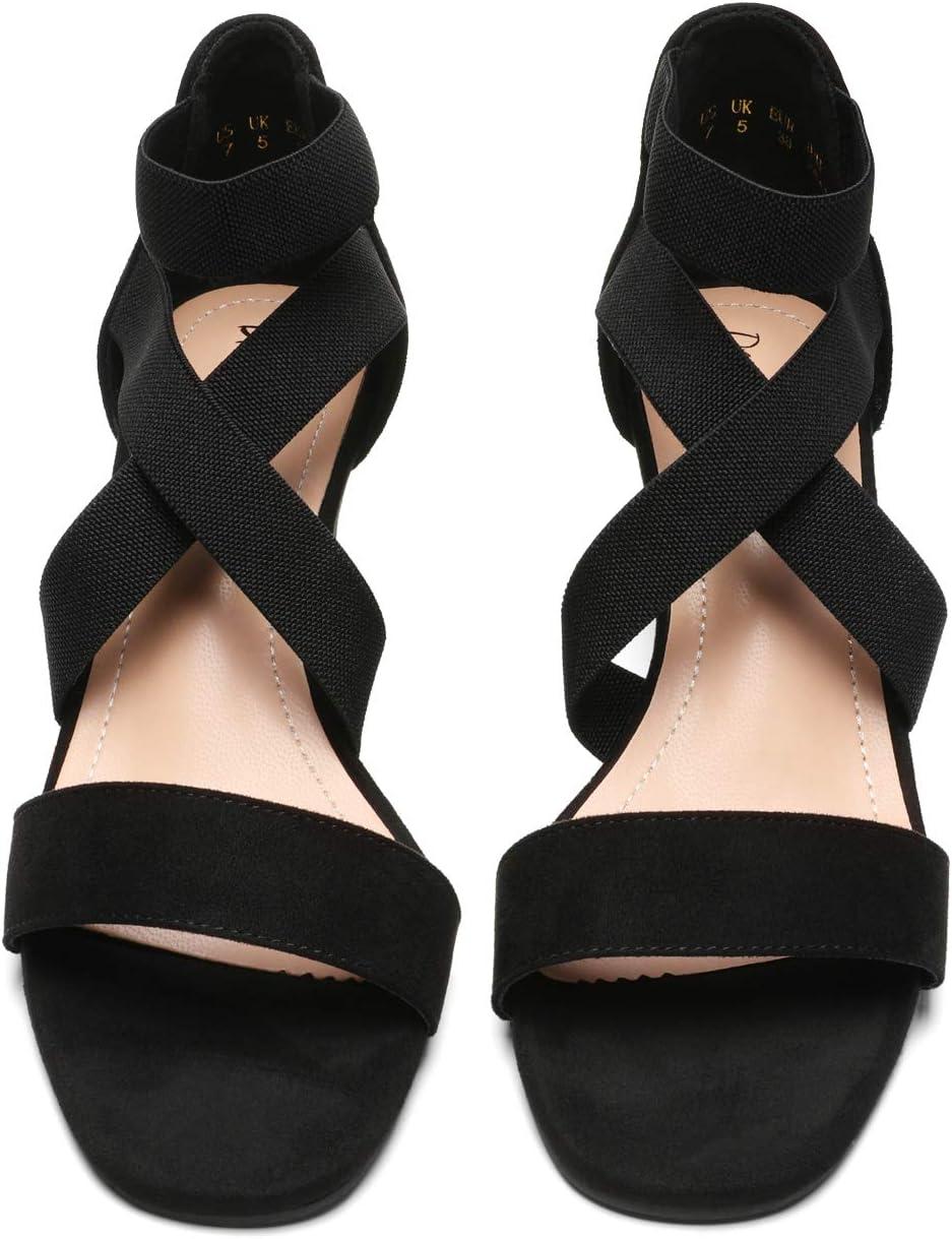imageDREAM PAIRS Womens Black Open Toe Strappy Dress Wedge Sandals Size 95 BM US Innis2Black