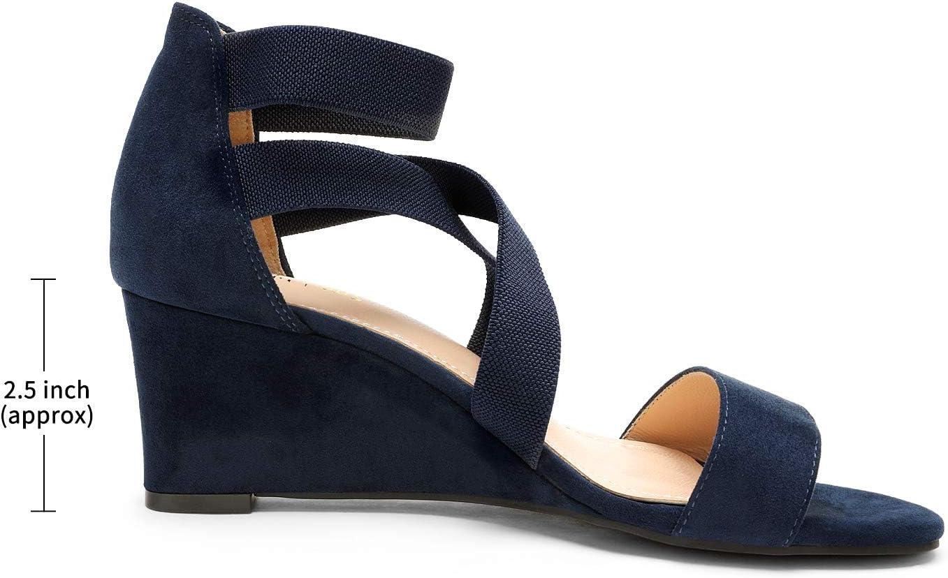 imageDREAM PAIRS Womens Black Open Toe Strappy Dress Wedge Sandals Size 95 BM US Innis2Navy