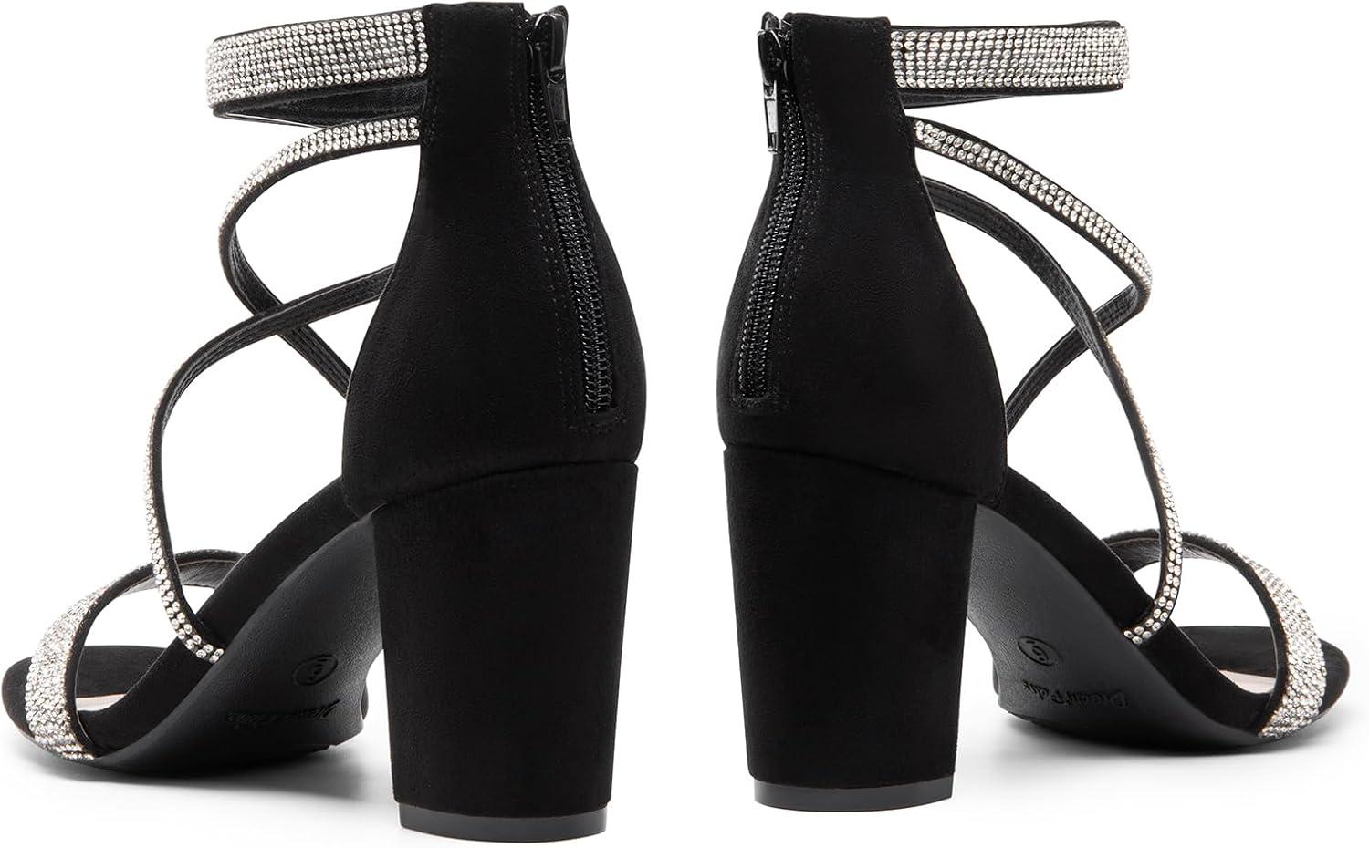 imageDREAM PAIRS Womens Chunk Low Heel Pump SandalsAll Blacksuede