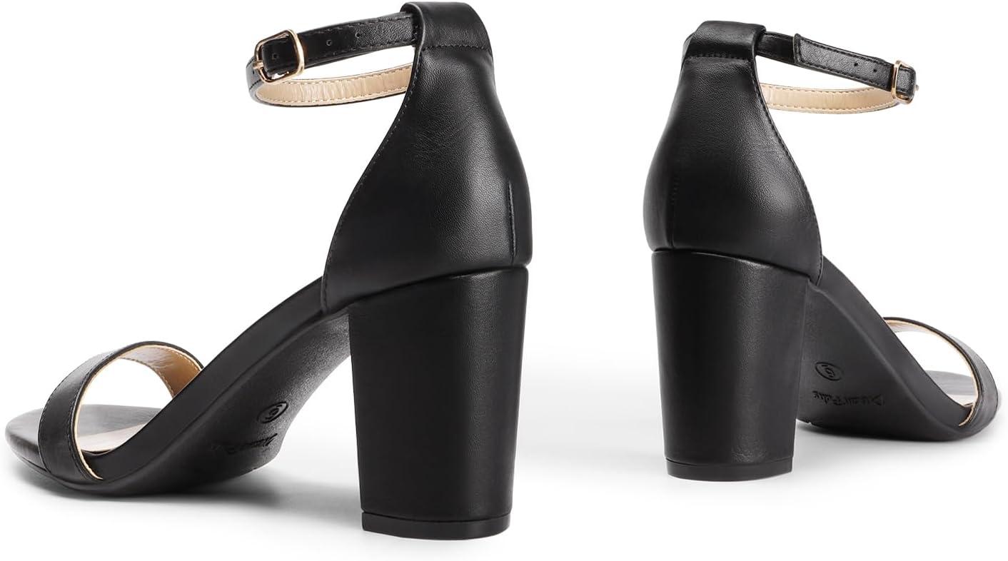imageDREAM PAIRS Womens Chunk Low Heel Pump SandalsBlackPu