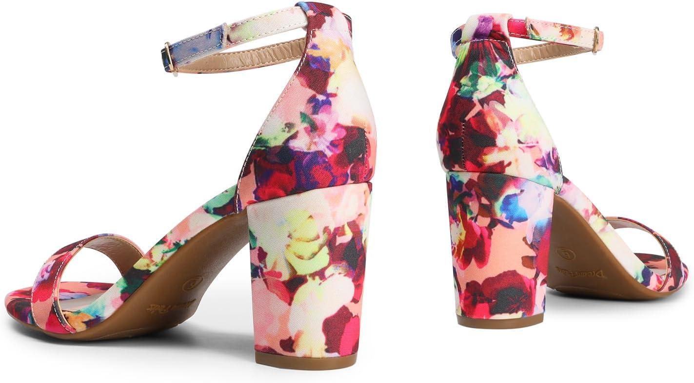 imageDREAM PAIRS Womens Chunk Low Heel Pump SandalsFloral
