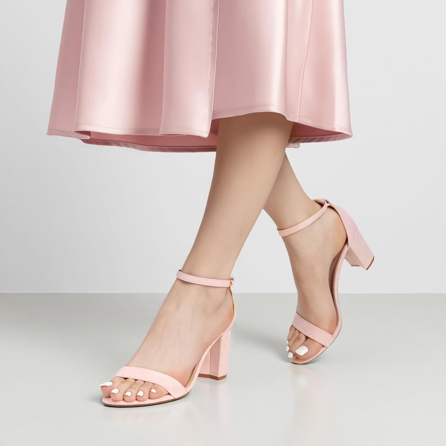 imageDREAM PAIRS Womens Chunk Low Heel Pump SandalsPink