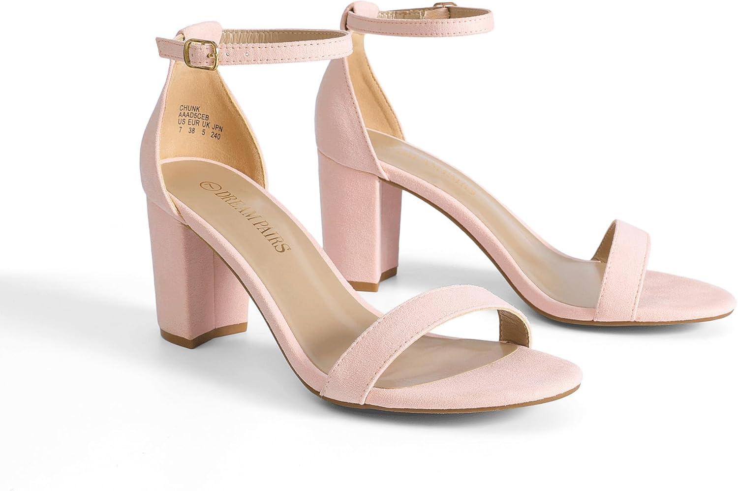 imageDREAM PAIRS Womens Chunk Low Heel Pump SandalsPink