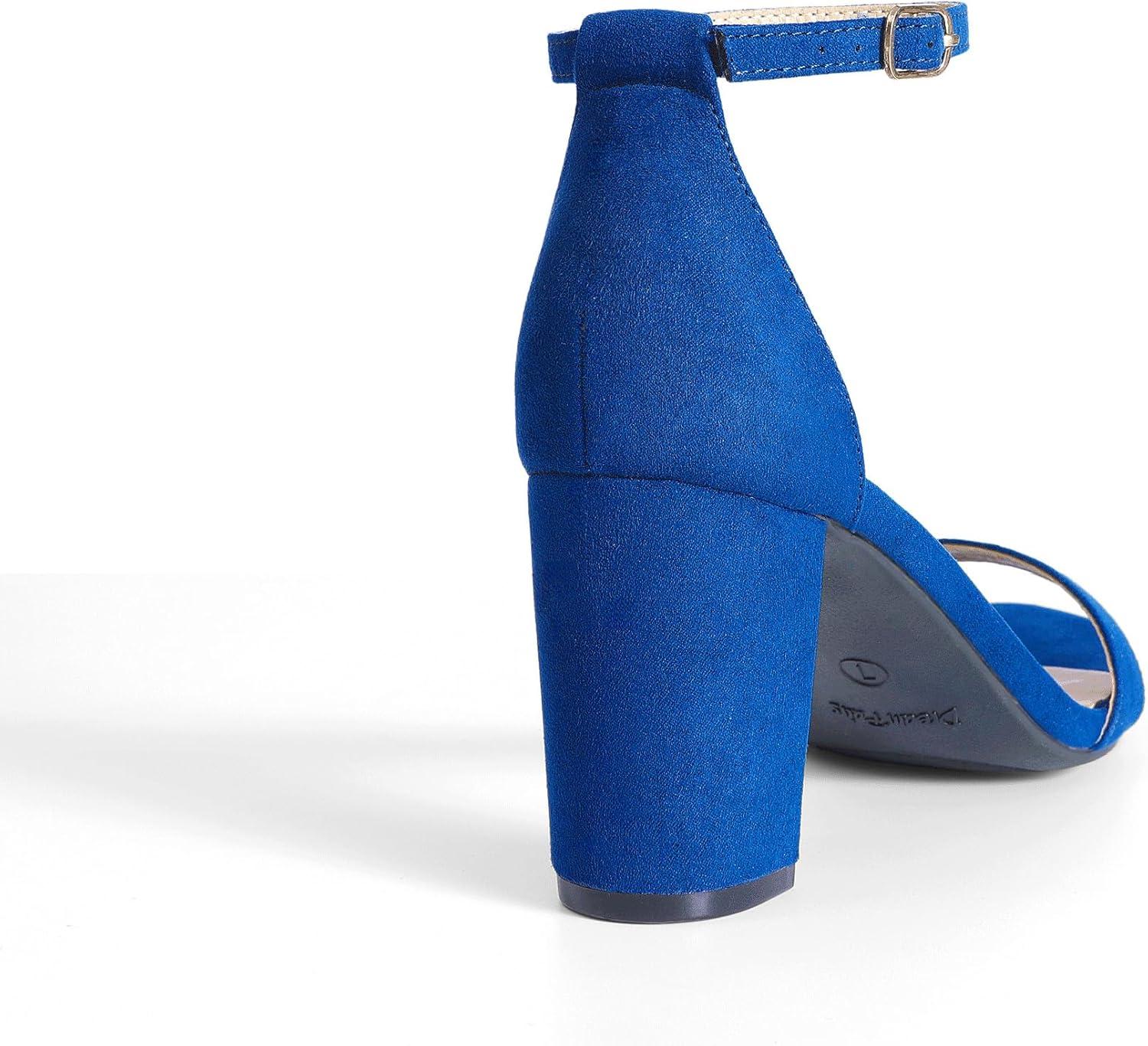 imageDREAM PAIRS Womens Chunk Low Heel Pump SandalsRoyalBlue