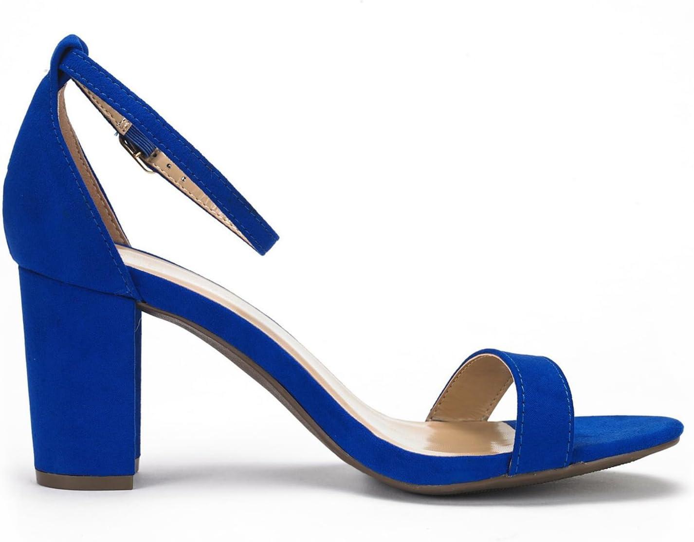 imageDREAM PAIRS Womens Chunk Low Heel Pump SandalsRoyalBlue