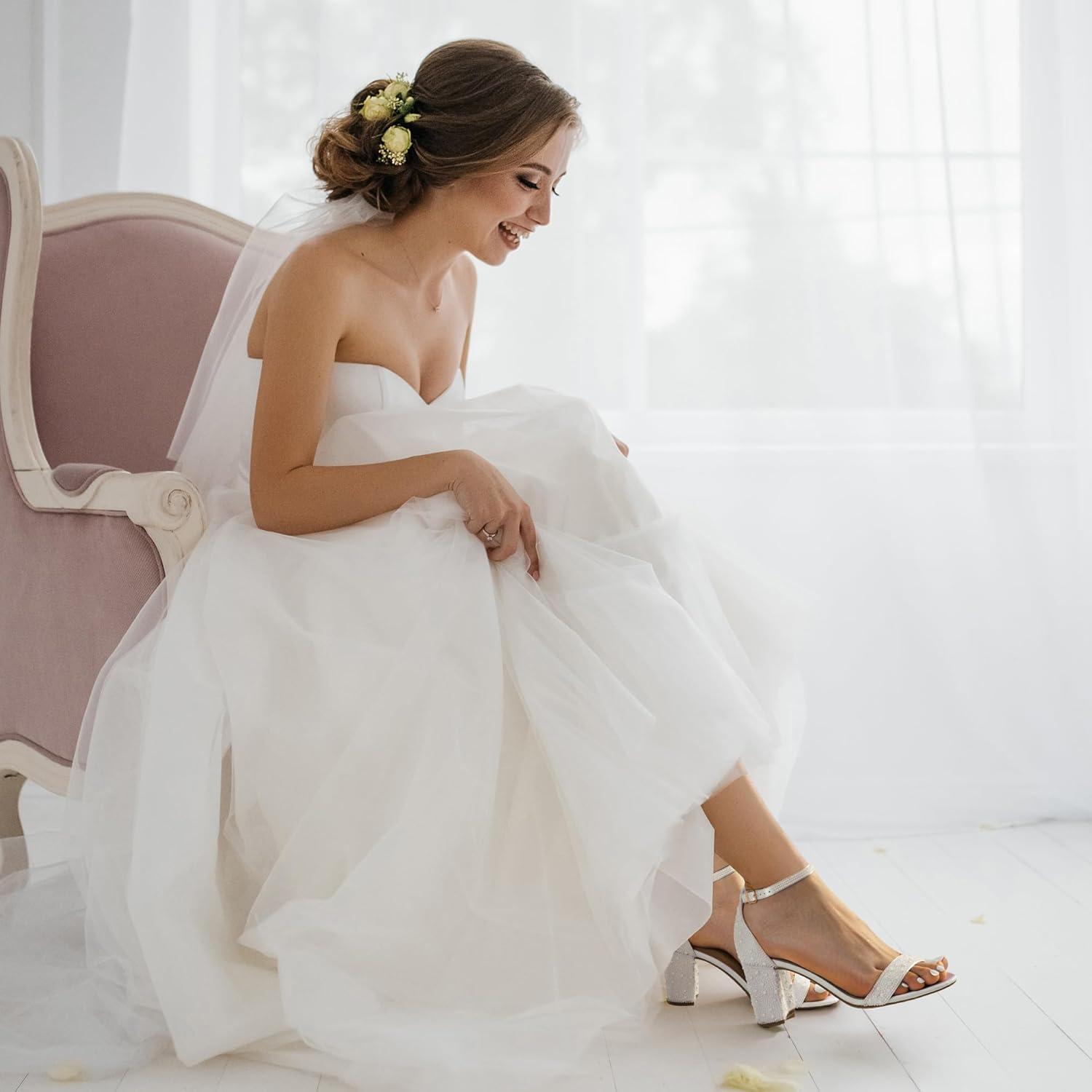 imageDREAM PAIRS Womens Chunk Low Heel Pump SandalsWhitepearl