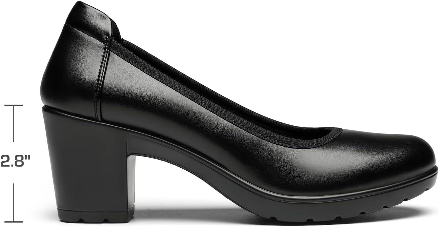 imageDREAM PAIRS Womens Chunky Closed Toe Low Block Heels Work Pumps Comfortable Round Toe Dress Wedding Shoes NereidaBlack