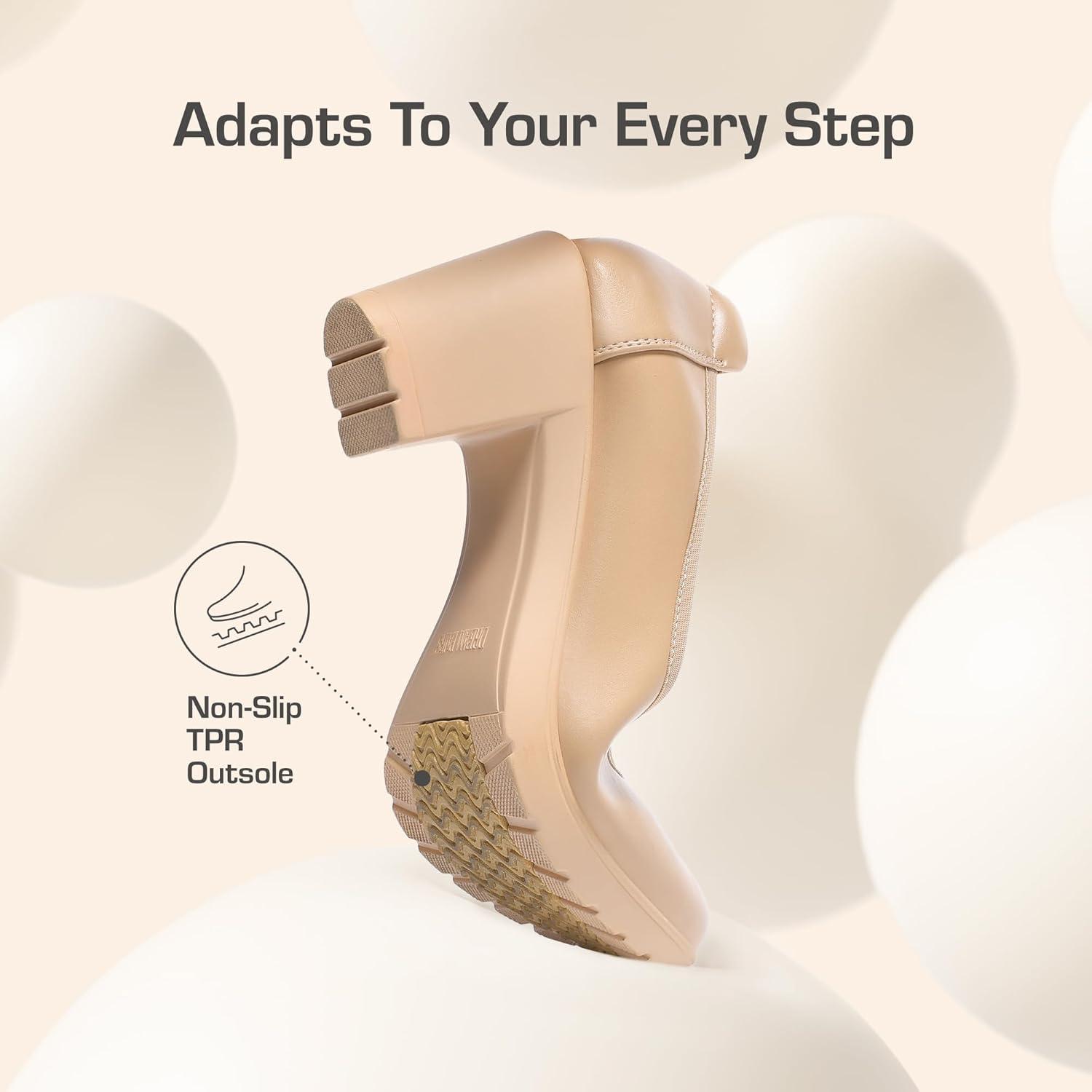 imageDREAM PAIRS Womens Chunky Closed Toe Low Block Heels Work Pumps Comfortable Round Toe Dress Wedding Shoes NereidaNude