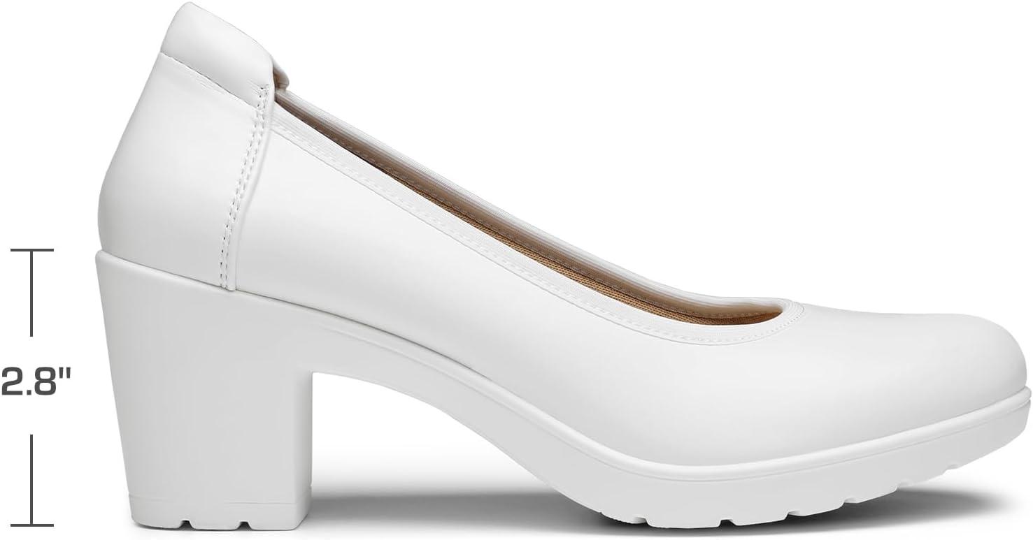 imageDREAM PAIRS Womens Chunky Closed Toe Low Block Heels Work Pumps Comfortable Round Toe Dress Wedding Shoes NereidaWhite