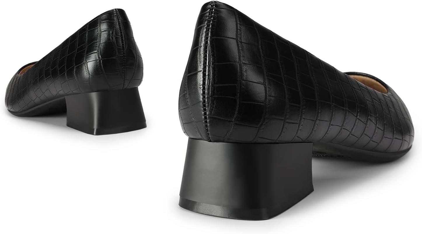 imageDREAM PAIRS Womens Chunky Heels Closed Toe Low Block Work Shoes Pointed Toe Dress Comfortable Wedding PumpsBlackstone