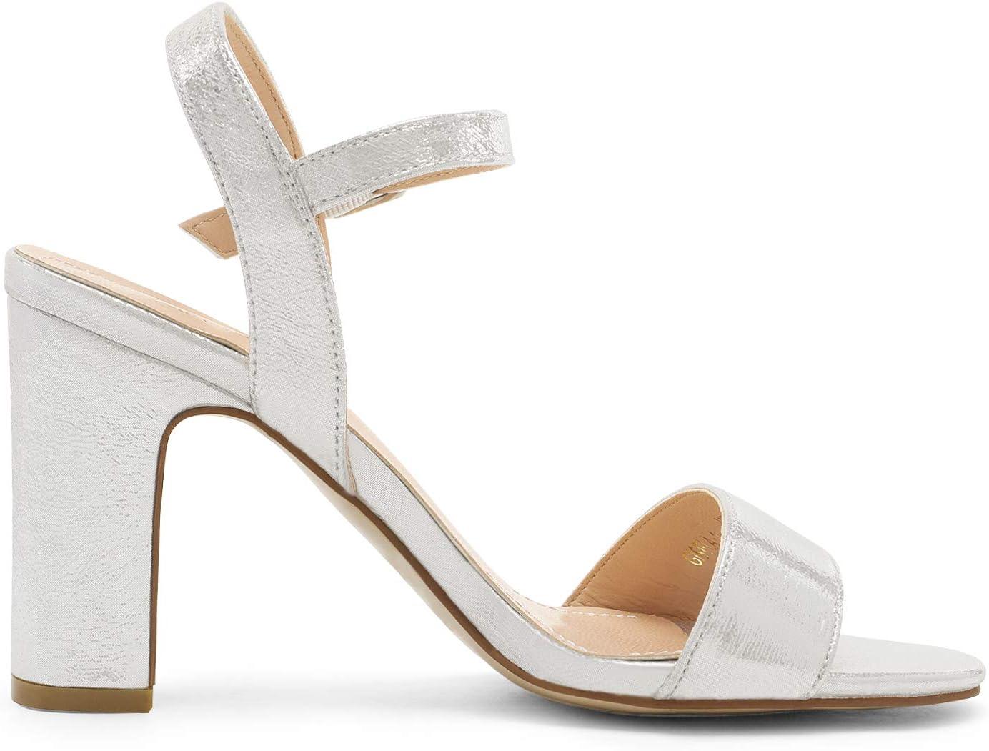 imageDREAM PAIRS Womens Chunky Heels Open Toe Ankle Strap High Block Comfy Dress Heel Sandals Pumps ShoesSilver