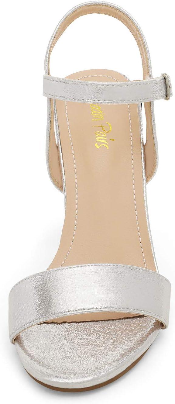 imageDREAM PAIRS Womens Chunky Heels Open Toe Ankle Strap High Block Comfy Dress Heel Sandals Pumps ShoesSilver