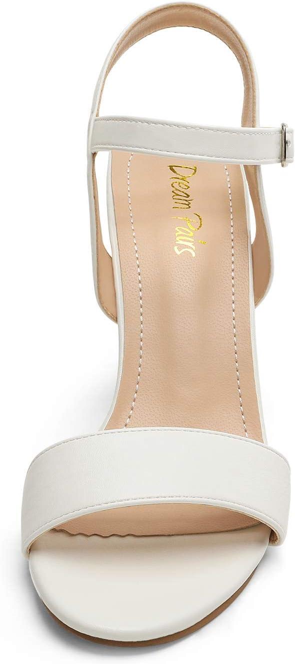 imageDREAM PAIRS Womens Chunky Heels Open Toe Ankle Strap High Block Comfy Dress Heel Sandals Pumps ShoesWhitePu
