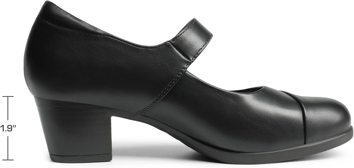 imageDREAM PAIRS Womens Chunky Low Block Closed Toe Heels Mary Janes Pumps Comfortable Round Toe Dress Work Wedding ShoesBlack